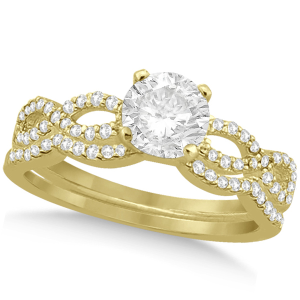 Twisted Infinity Round Lab Grown Diamond Bridal Ring Set 14k Yellow Gold (0.63ct)