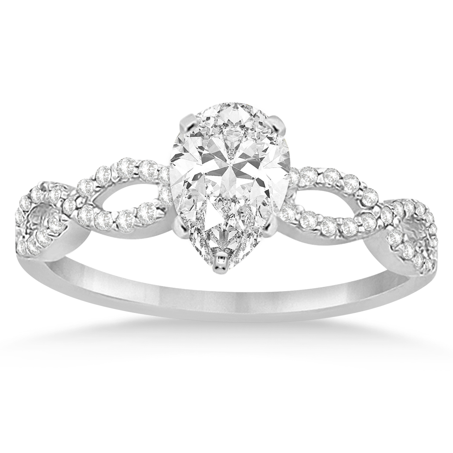 Infinity Pear-Cut Diamond Bridal Ring Set 14k White Gold (0.88ct)