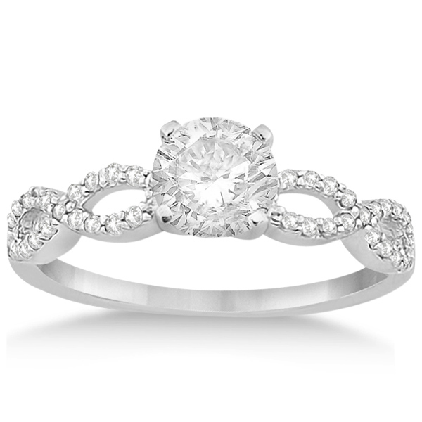 Twisted Infinity Round Diamond Bridal Ring Set 14k White Gold (0.88ct)