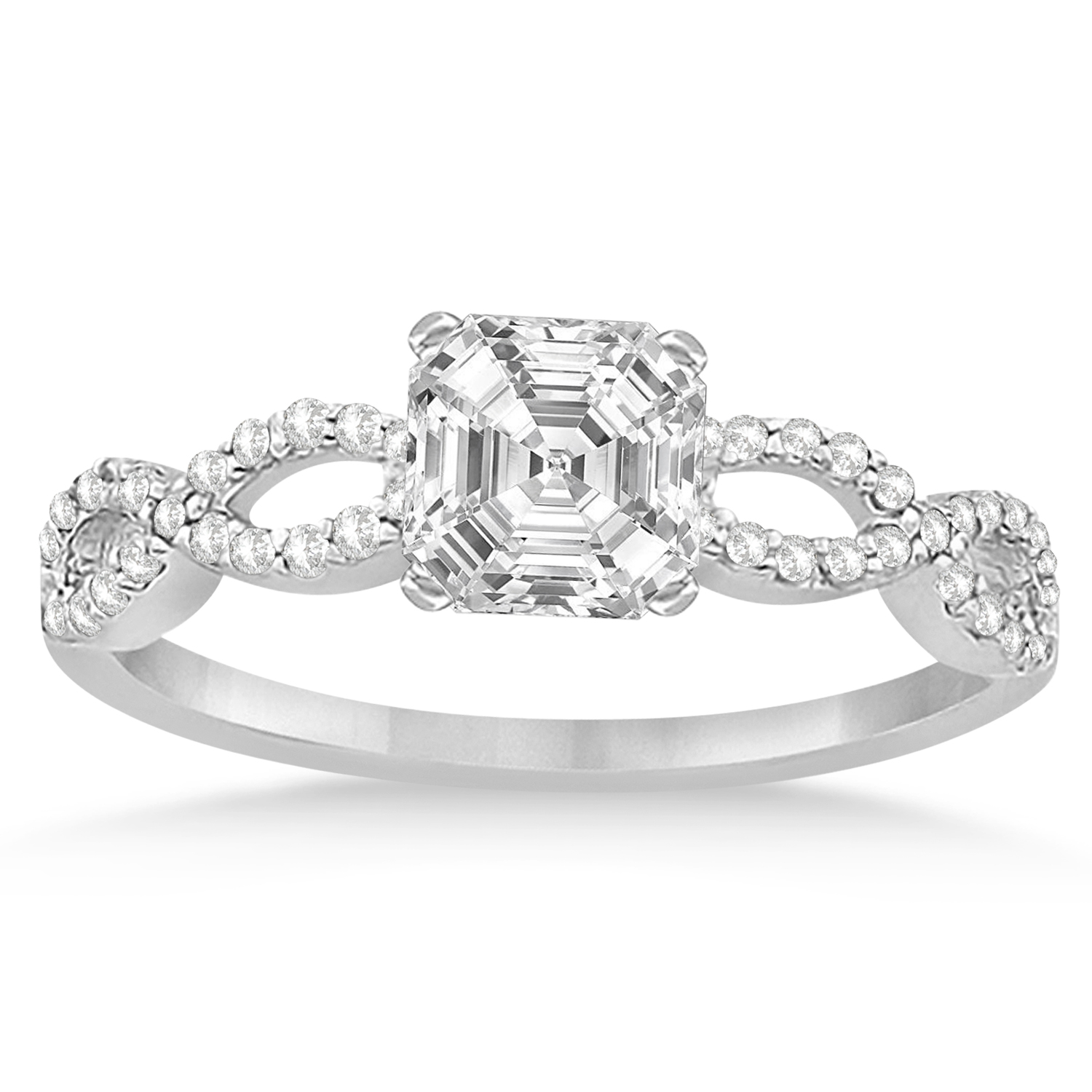 Infinity Asscher-Cut Diamond Bridal Ring Set Platinum (1.13ct)