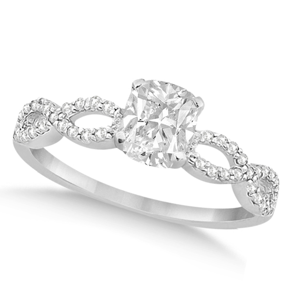 Infinity Cushion-Cut Diamond Bridal Ring Set Platinum (1.13ct)