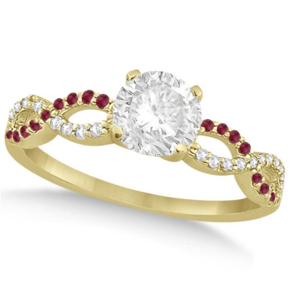 Infinity Twisted Round Diamond Ruby Bridal Set 14k Yellow Gold (2.13ct)