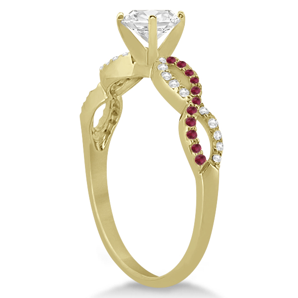 Infinity Twisted Round Diamond Ruby Bridal Set 14k Yellow Gold (2.13ct)