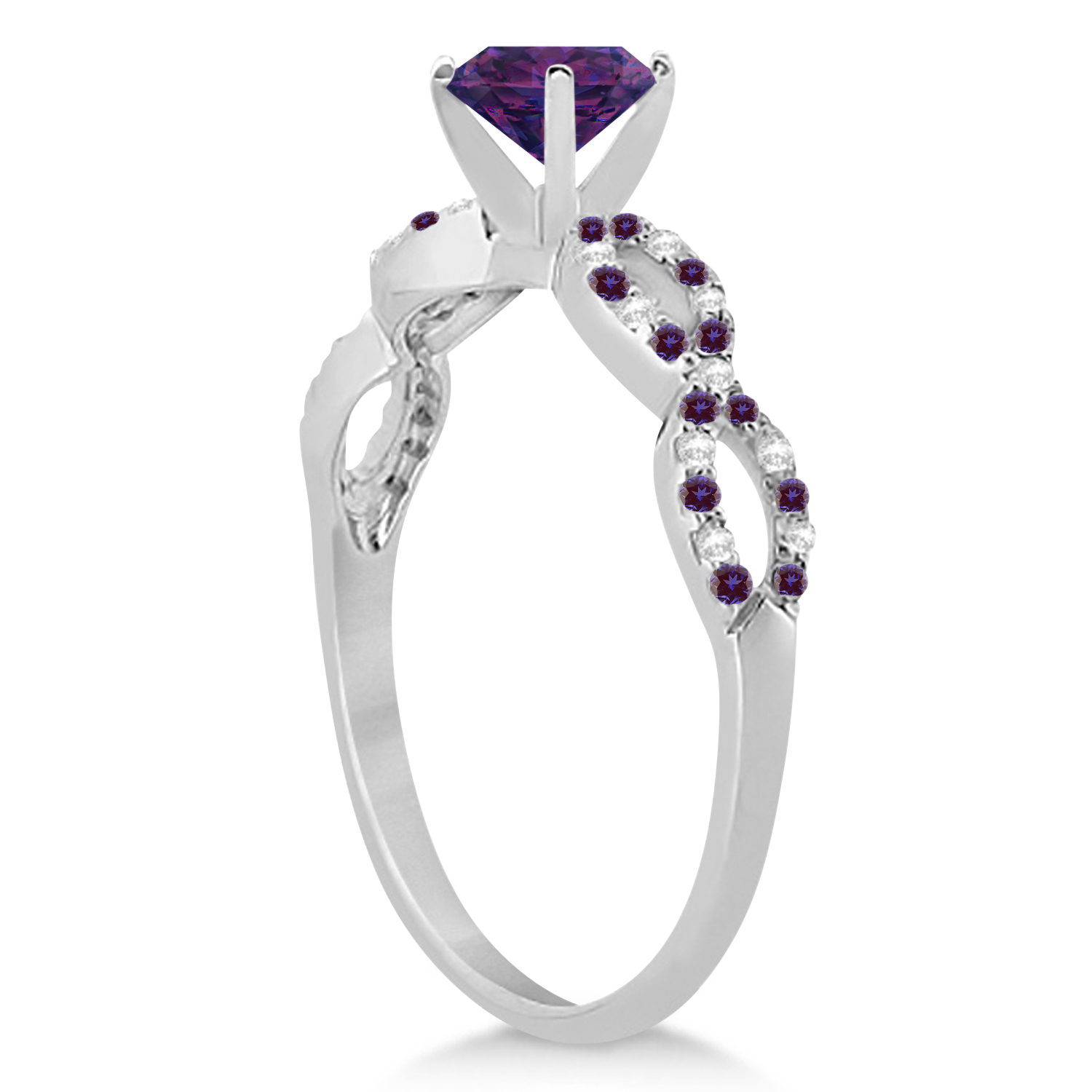 Diamond & Alexandrite Infinity Engagement Ring 18K White Gold 1.45ct