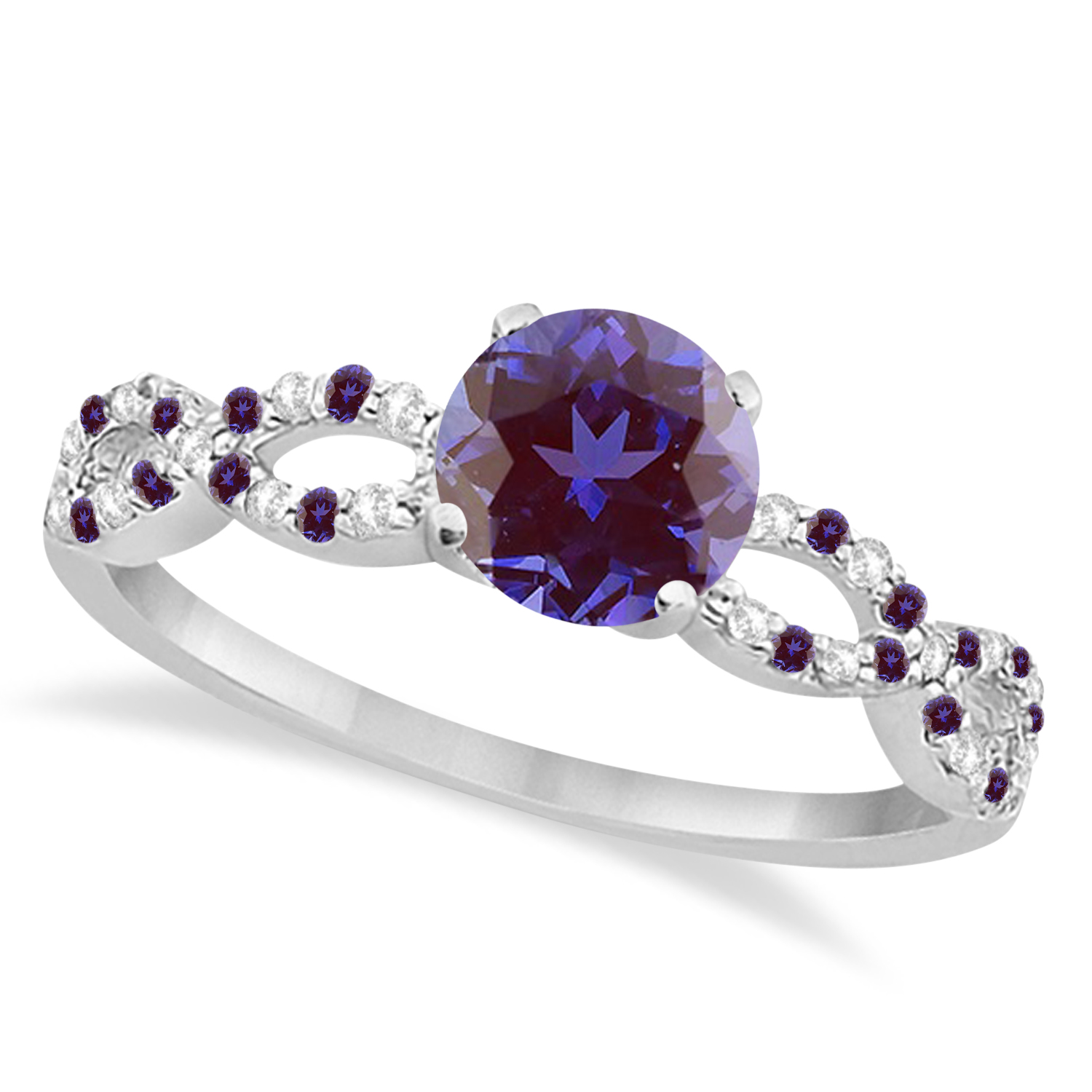 Diamond & Alexandrite Infinity Engagement Ring Palladium 1.45ct