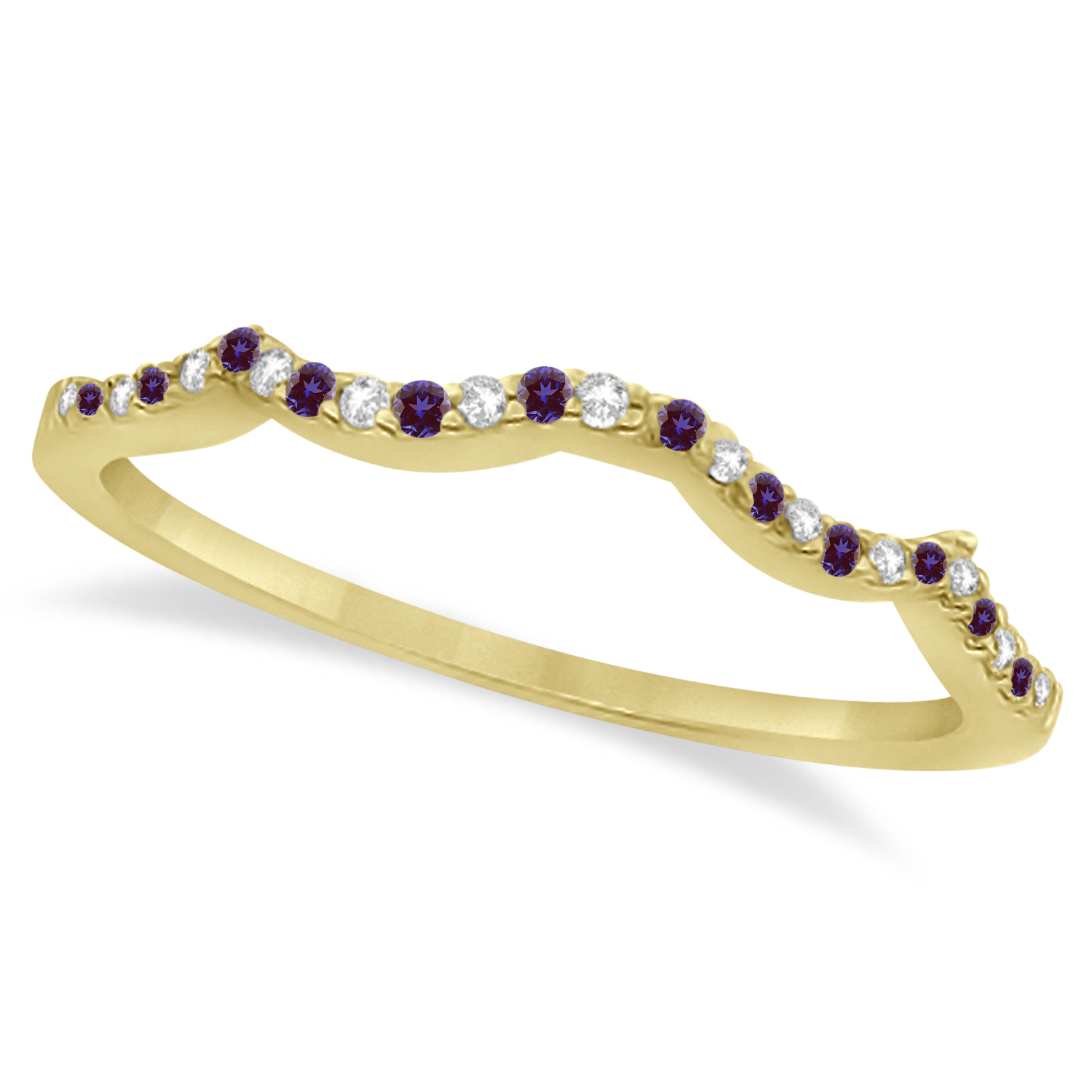 Infinity Style Alexandrite & Diamond Bridal Set 14k Yellow Gold 1.29ct