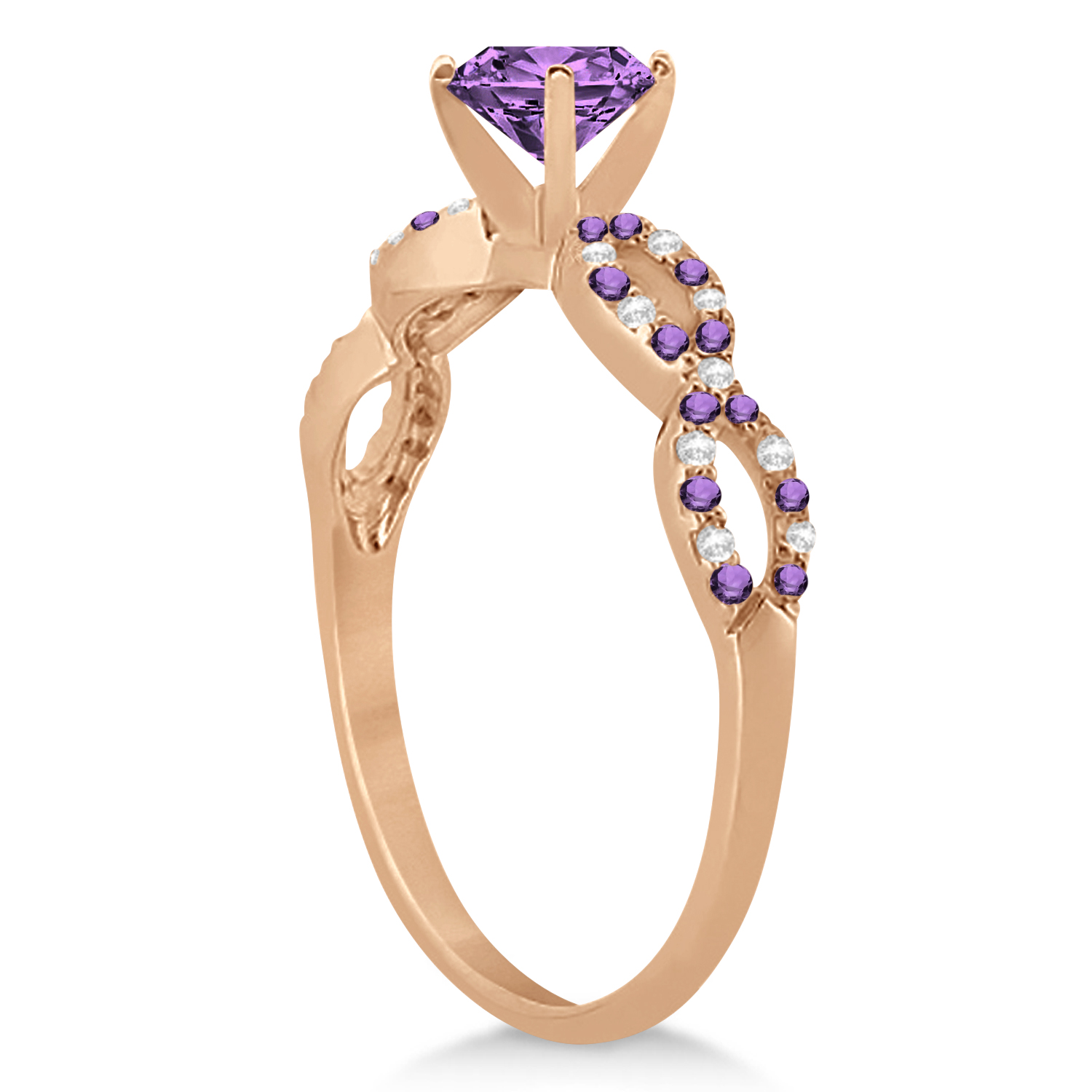 Diamond & Amethyst Infinity Style Bridal Set 14k Rose Gold 1.94ct