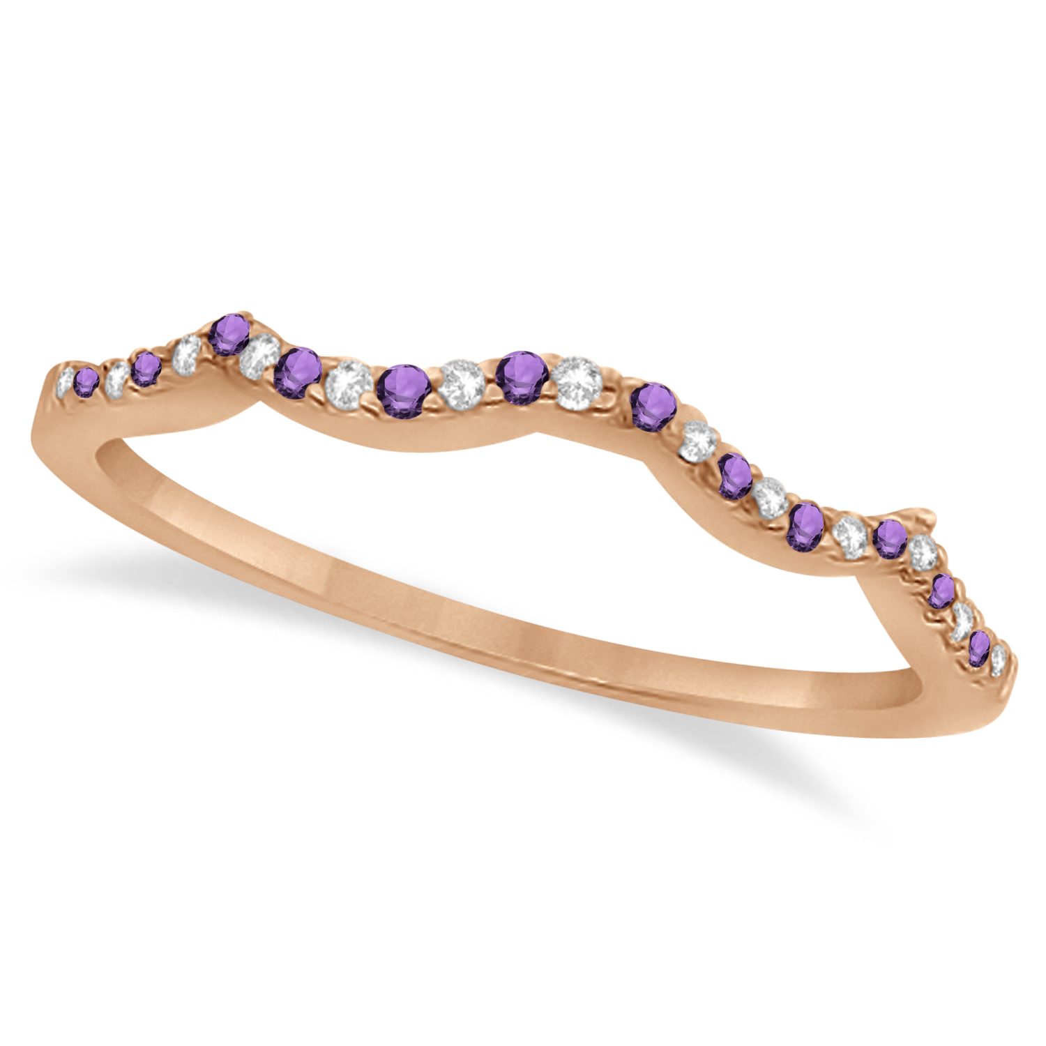 Diamond & Amethyst Infinity Style Bridal Set 14k Rose Gold 1.94ct