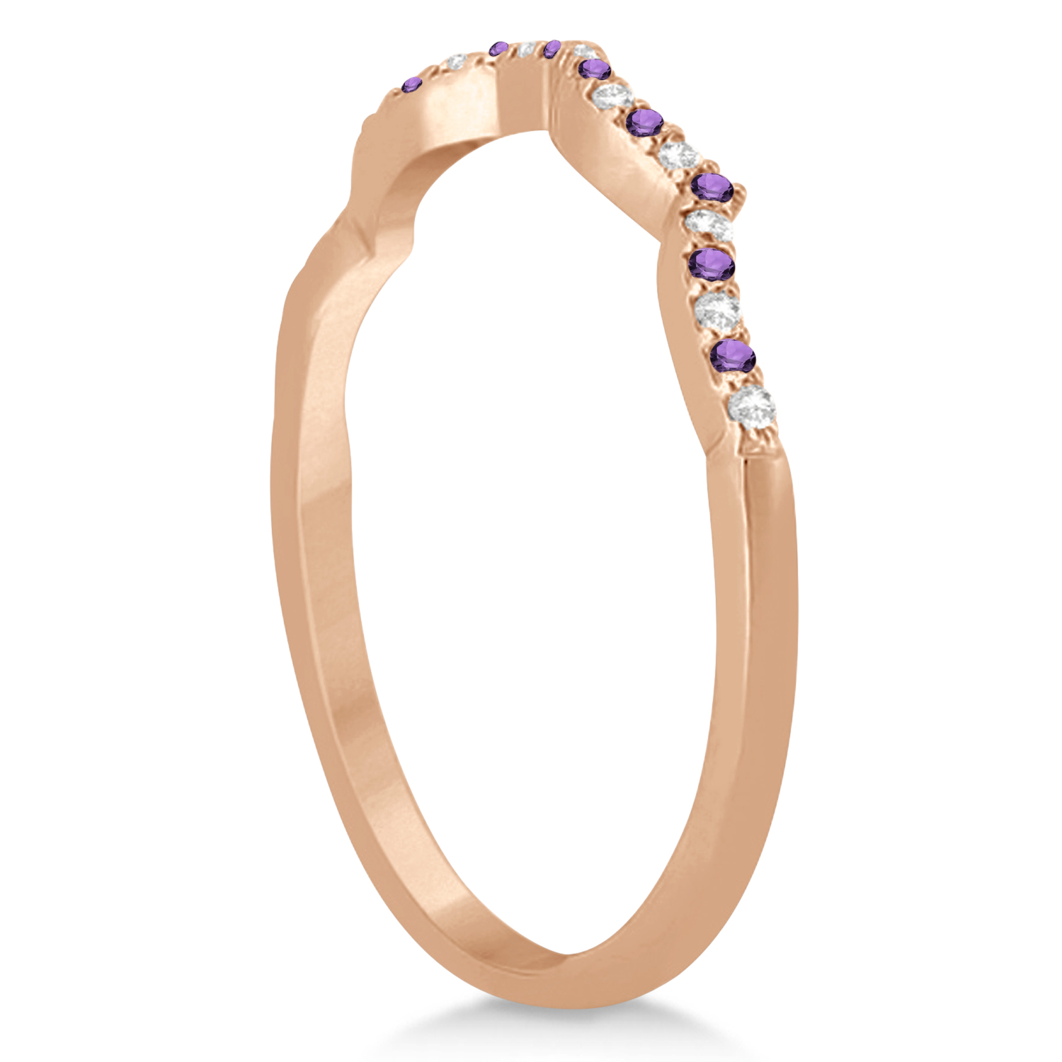 Diamond & Amethyst Infinity Style Bridal Set 14k Rose Gold 1.94ct