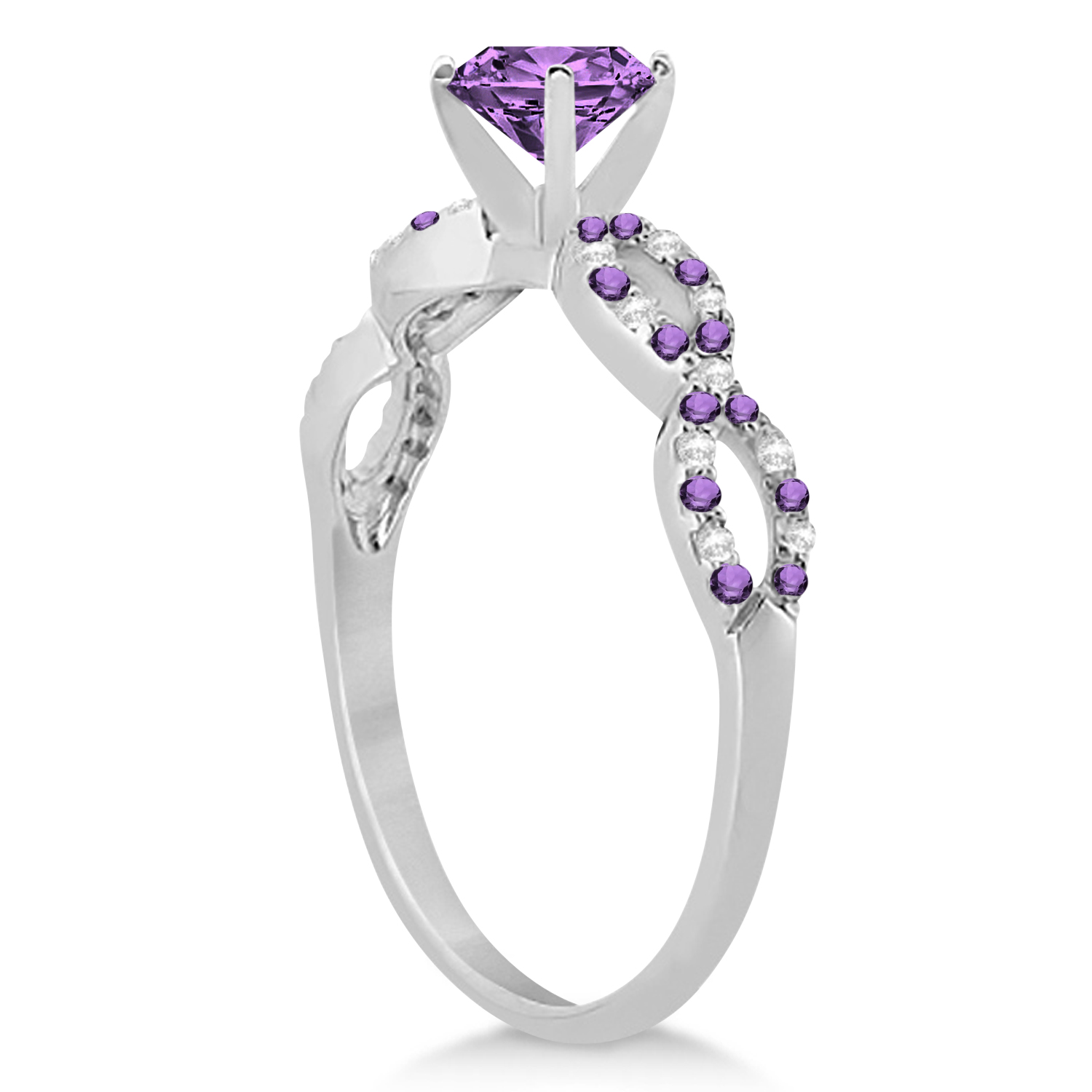 Amethyst & Diamond Infinity Style Bridal Set 14k White Gold 1.69ct
