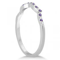 Amethyst & Diamond Heart Infinity Style Bridal Set 14k W Gold 1.74ct