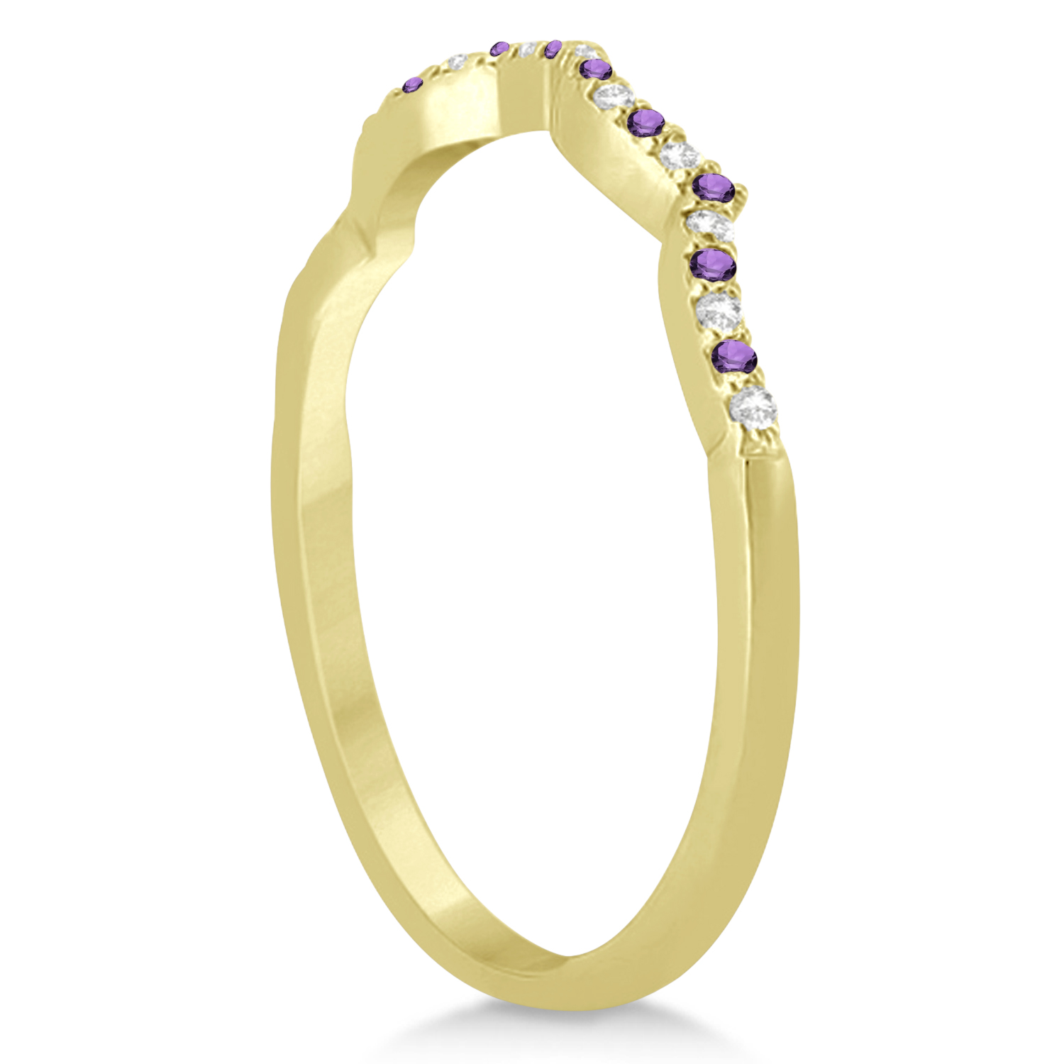 Diamond & Amethyst Infinity Style Bridal Set 14k Yellow Gold 1.94ct