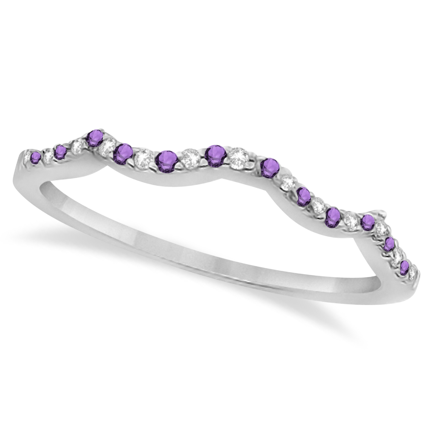 Diamond & Amethyst Infinity Style Bridal Set Palladium 1.94ct