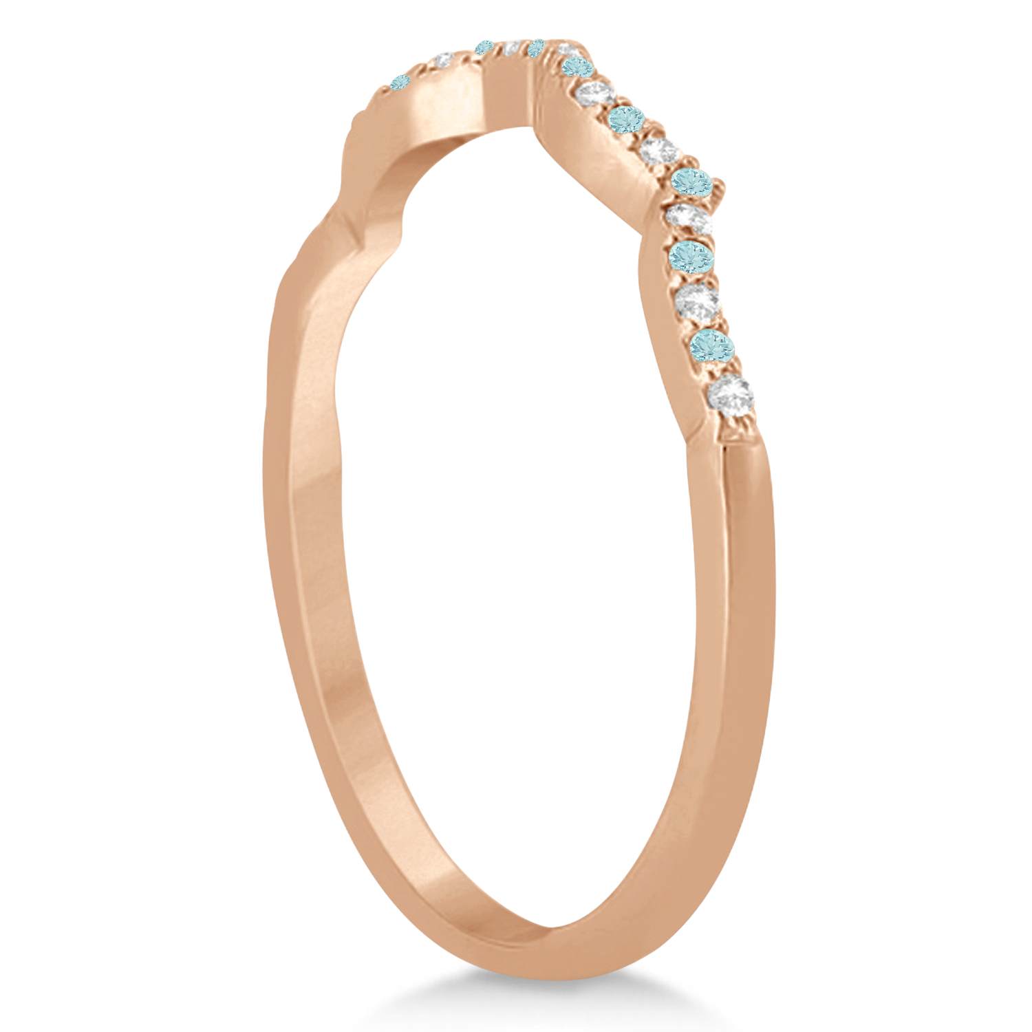 Diamond & Aquamarine Infinity Style Bridal Set 14k Rose Gold 2.24ct