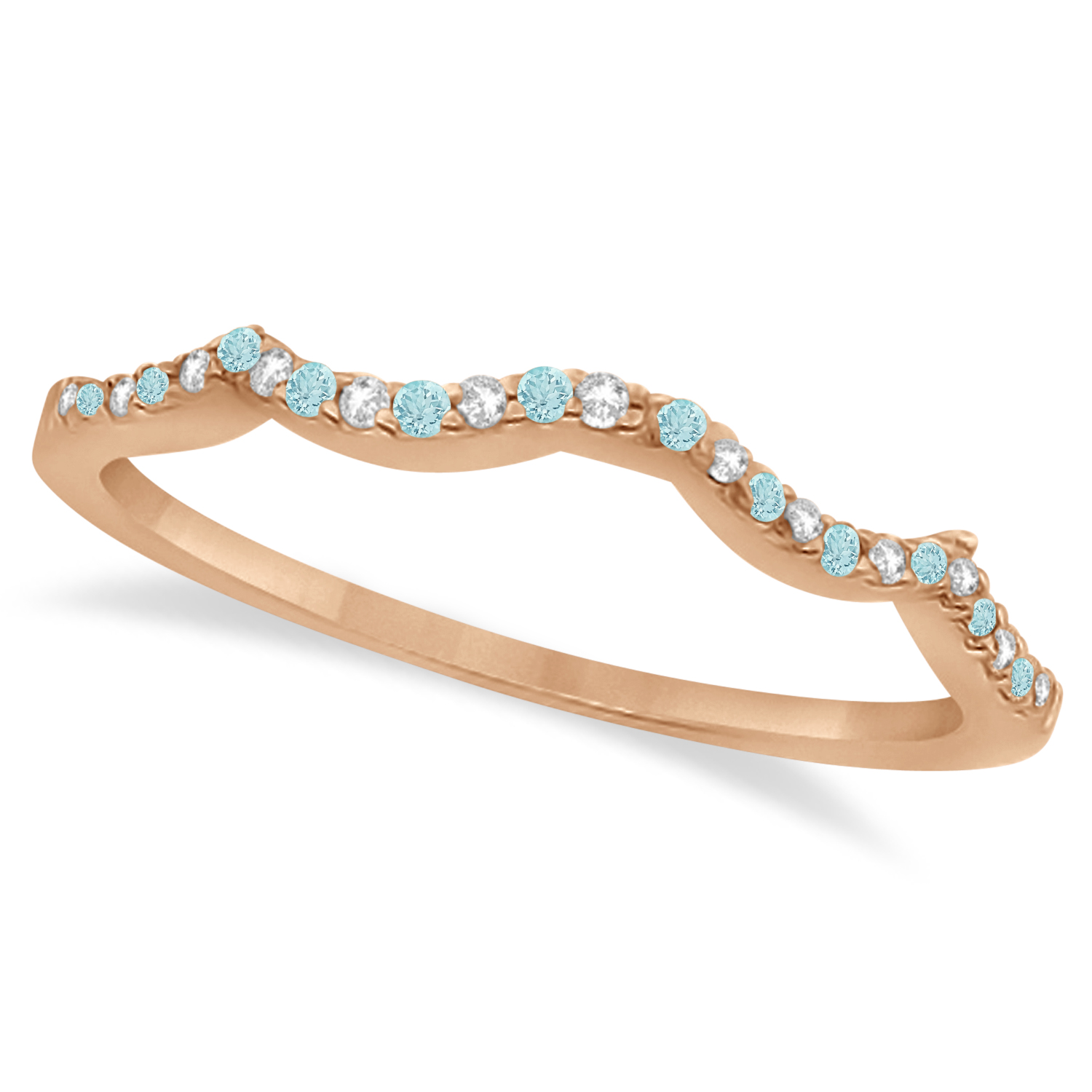 Diamond & Aquamarine Infinity Style Bridal Set 18k Rose Gold 2.24ct