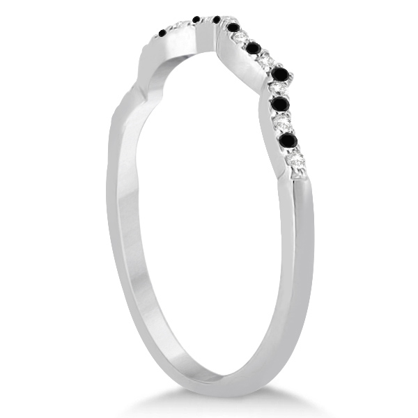 Black Diamond & Diamond Infinity Style Bridal Set 14k W. Gold 1.10ct