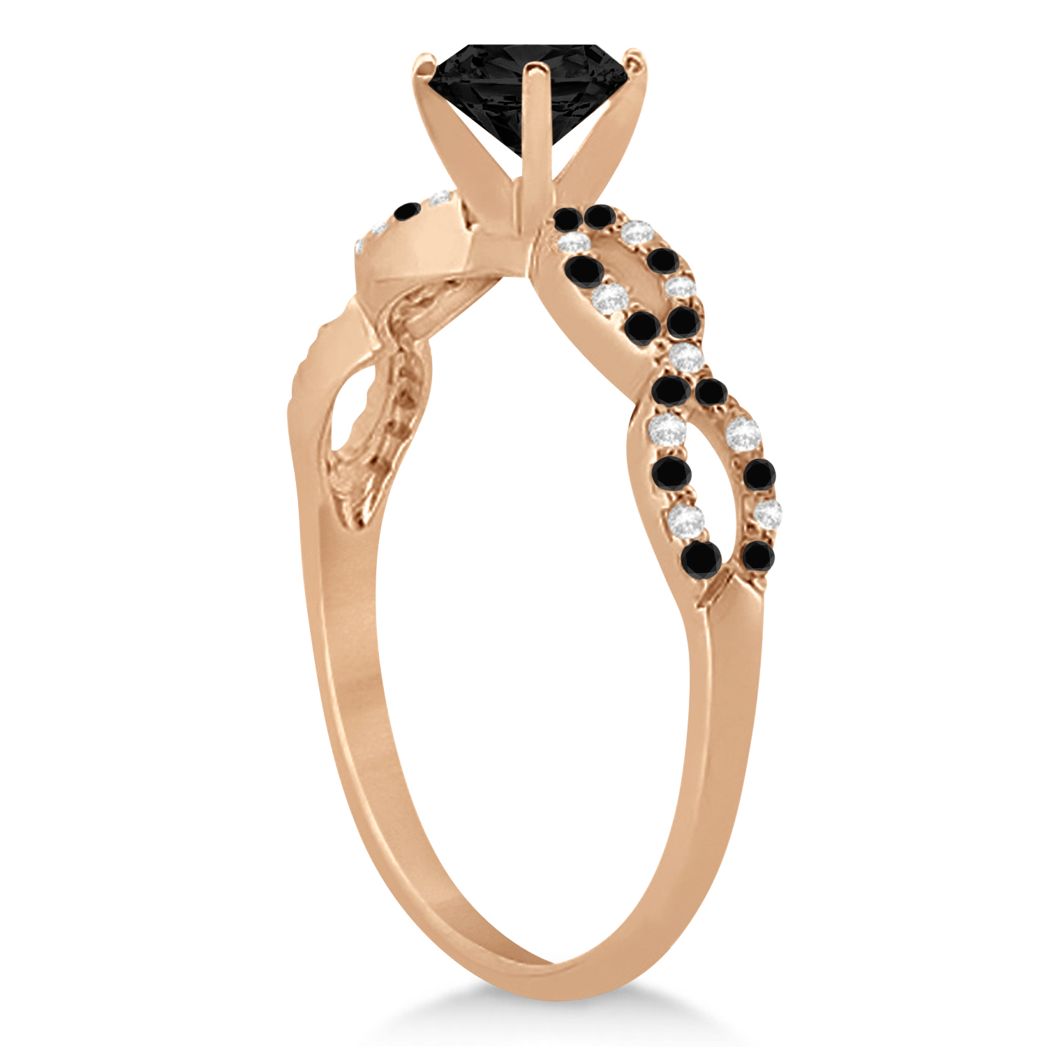 Infinity Diamond & Black Diamond Engagement Ring 14K Rose Gold 0.71ct