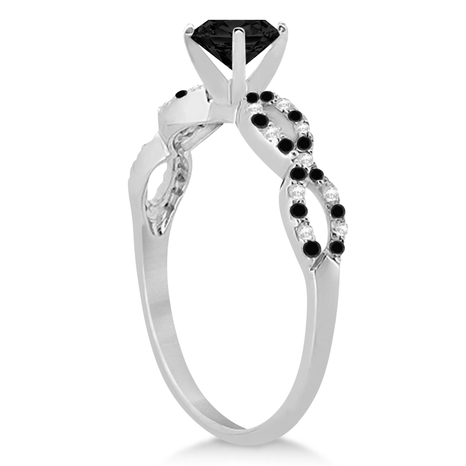 Infinity Style Black Diamond & Diamond Bridal Set Platinum 0.85ct