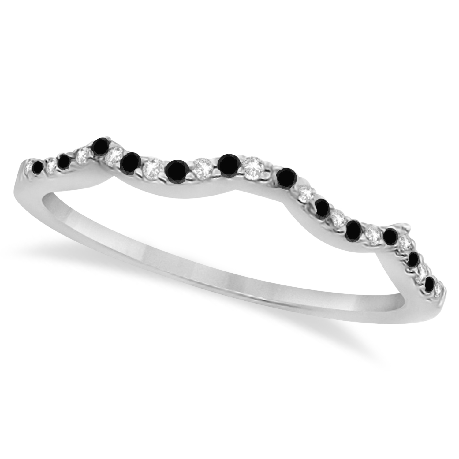 Infinity Style Black Diamond & Diamond Bridal Set Platinum 0.85ct