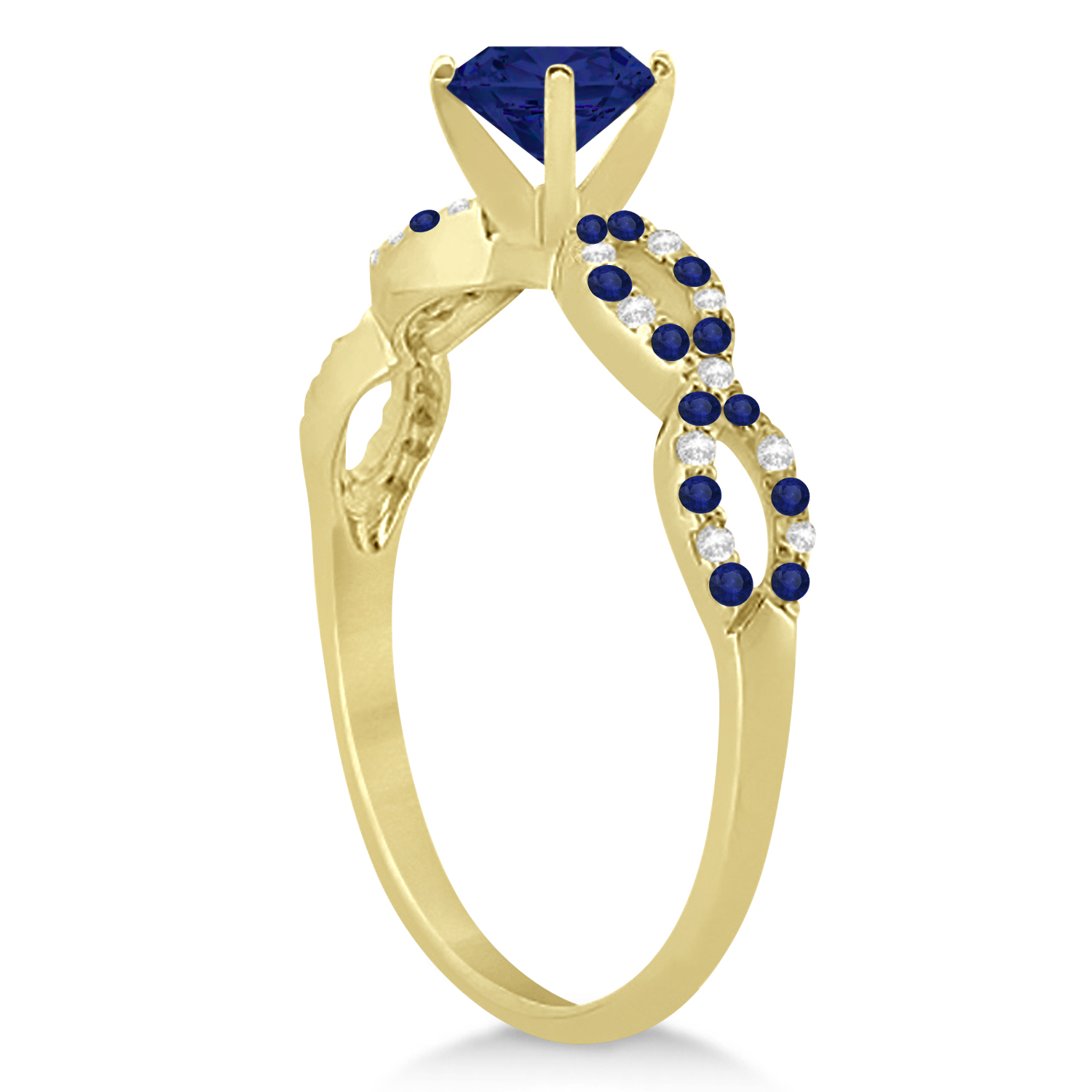 Infinity Style Blue Sapphire & Diamond Bridal Set 18k Yellow Gold 1.29ct