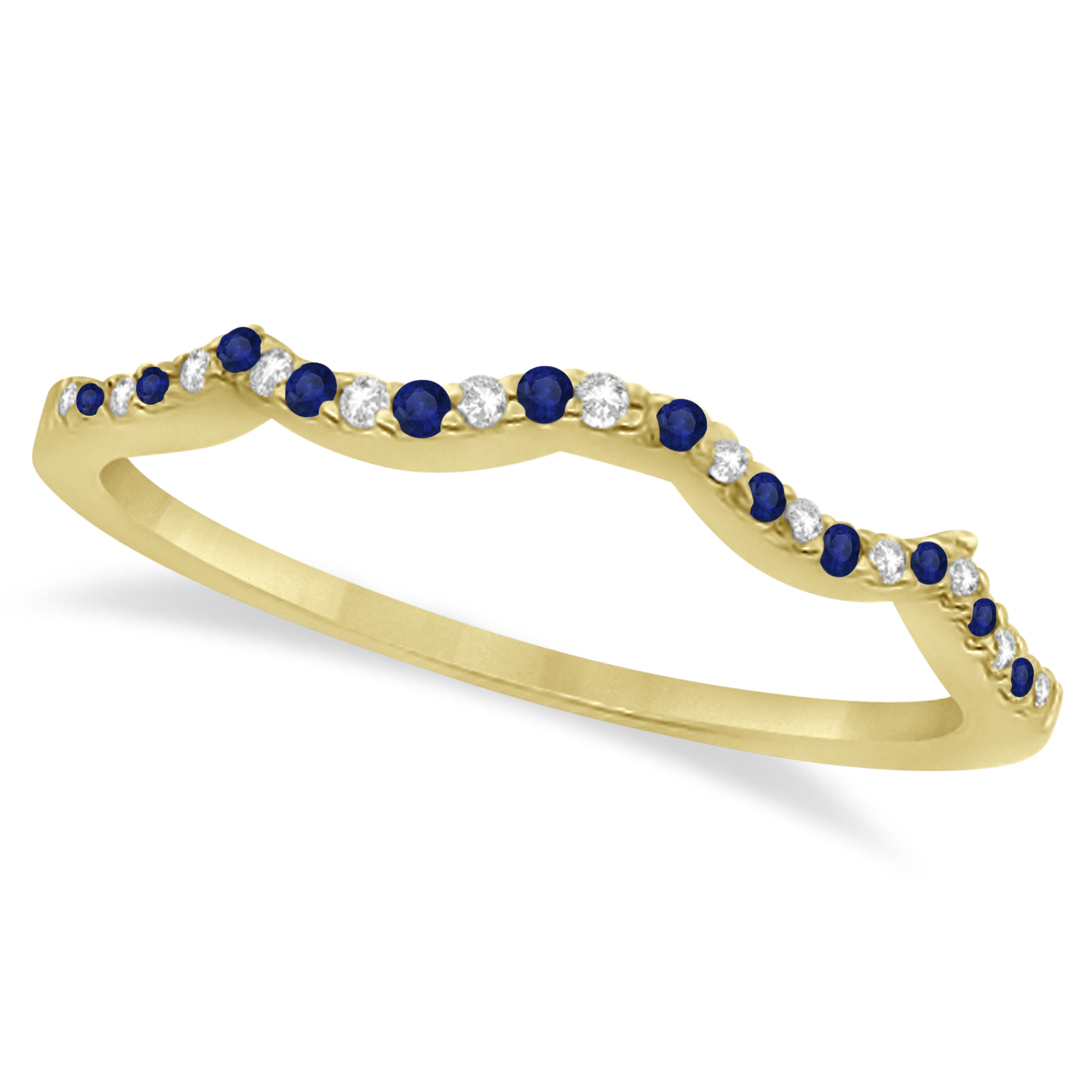 Diamond & Blue Sapphire Infinity Style Bridal Set 18k Yellow Gold 2.24ct
