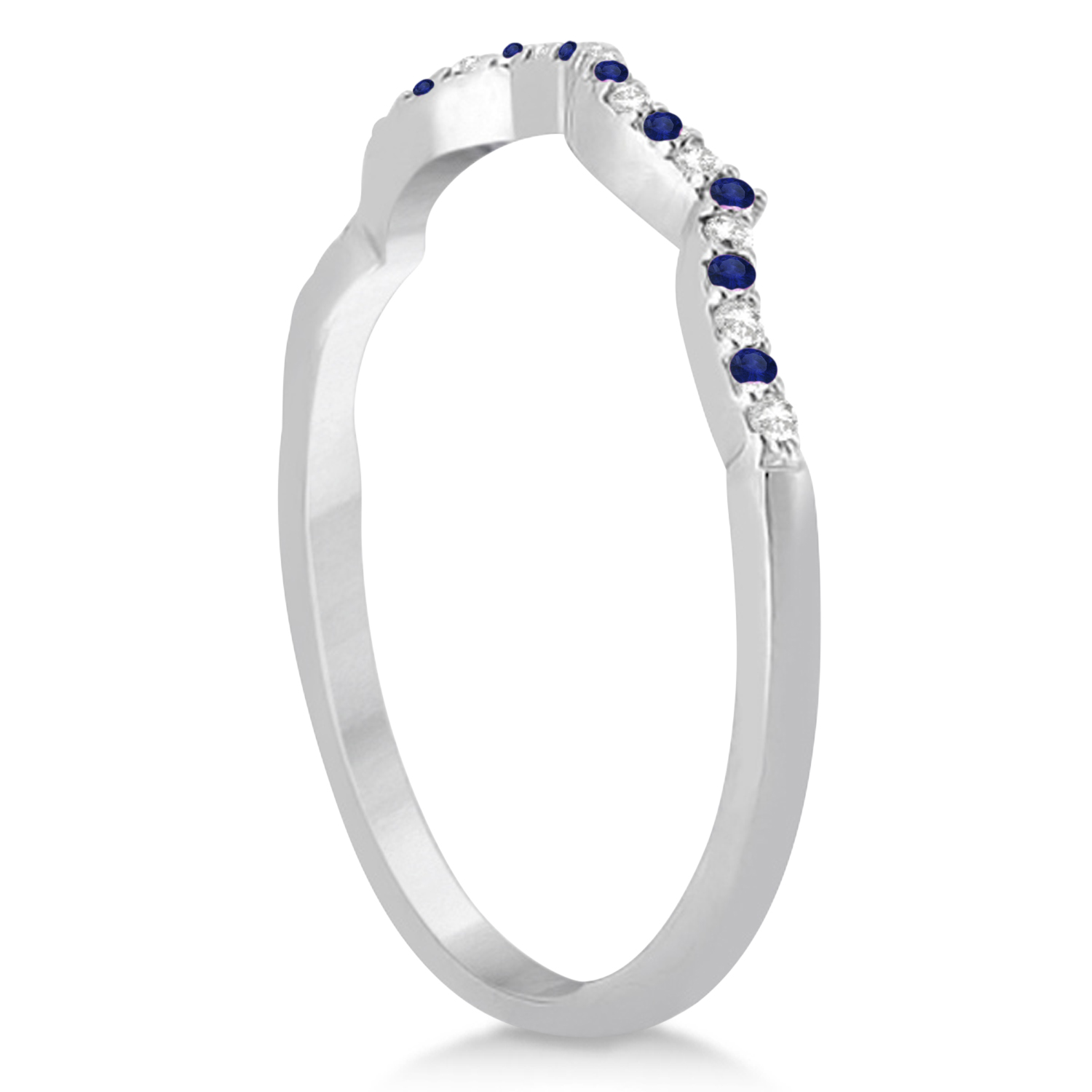 Infinity Style Blue Sapphire & Diamond Bridal Set Palladium 1.29ct