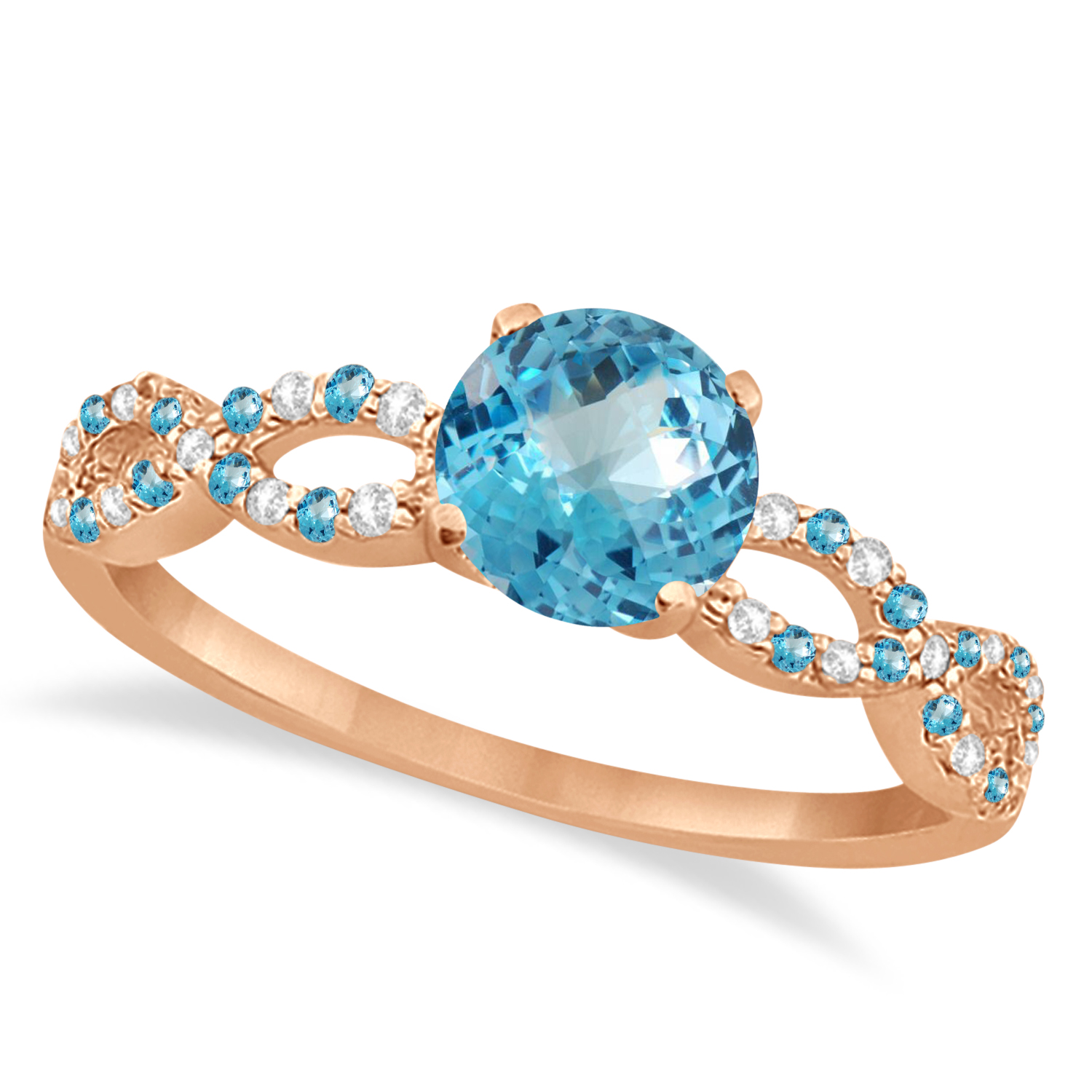 Diamond & Blue Topaz Infinity Engagement Ring 14k Rose Gold 1.95ct