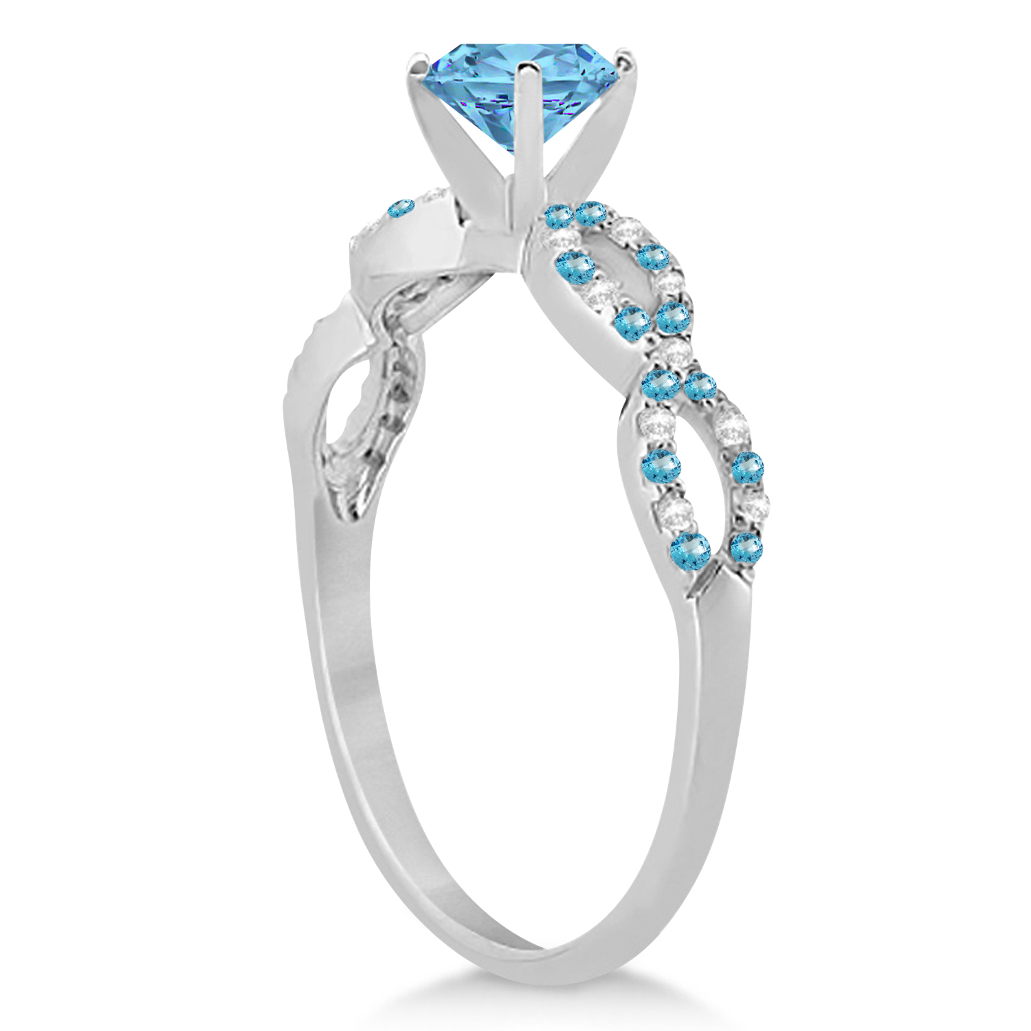 Diamond & Blue Topaz Infinity Engagement Ring Platinum 1.45ct