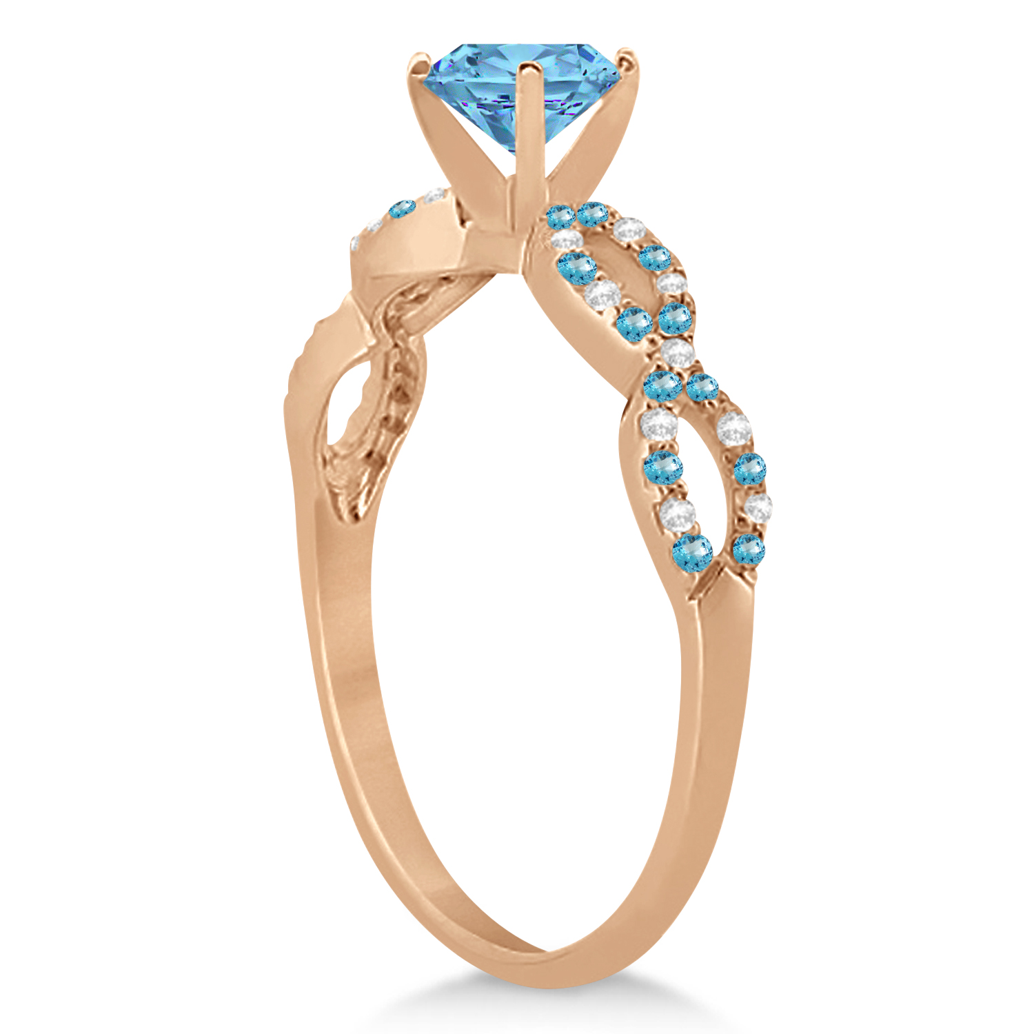 Diamond & Blue Topaz Infinity Style Bridal Set 18k Rose Gold 2.19ct