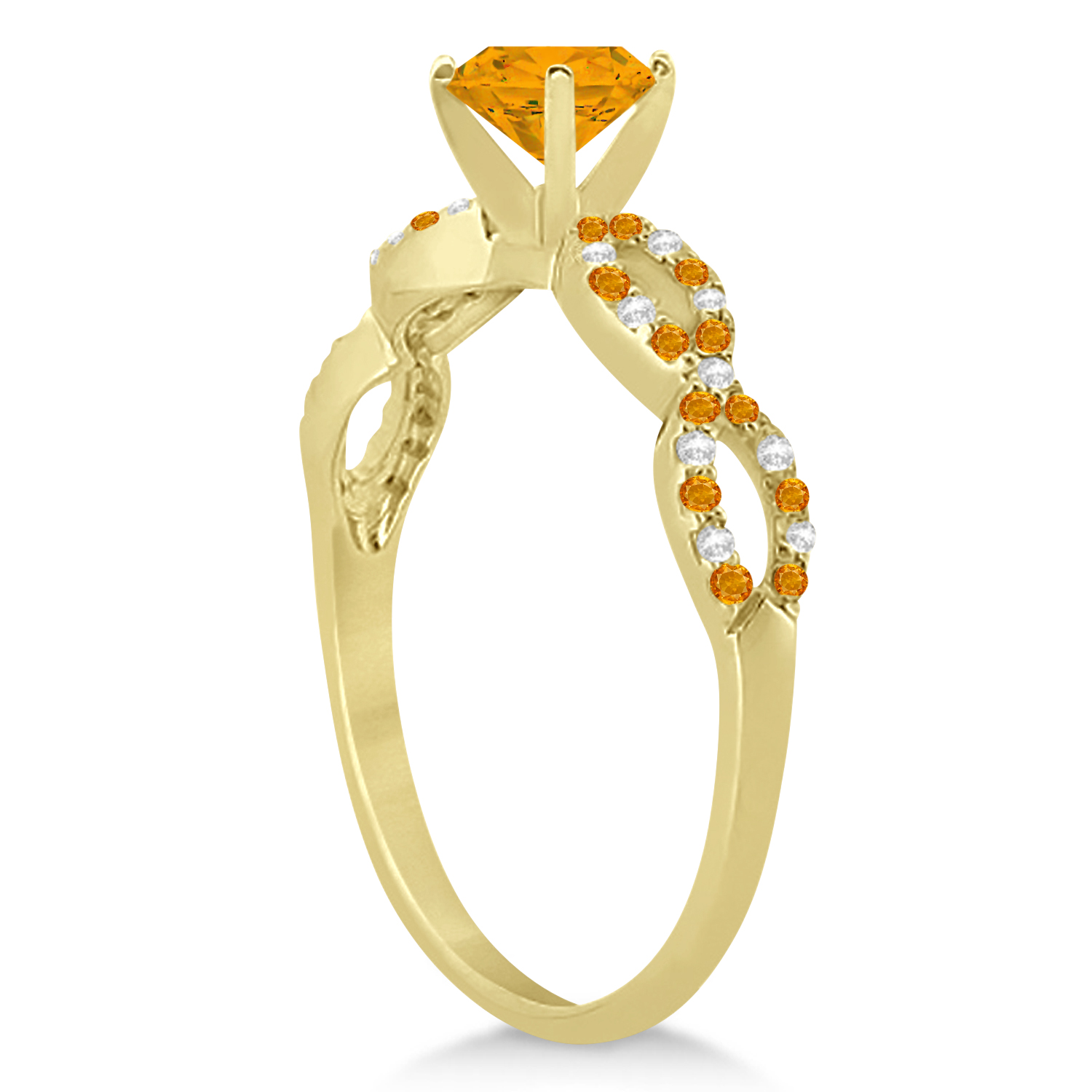 Diamond & Citrine Infinity Style Bridal Set 14k Yellow Gold 1.94ct