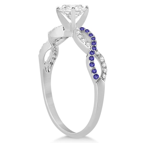 Infinity Diamond & Tanzanite Engagement Ring Set 18k White Gold 0.34ct