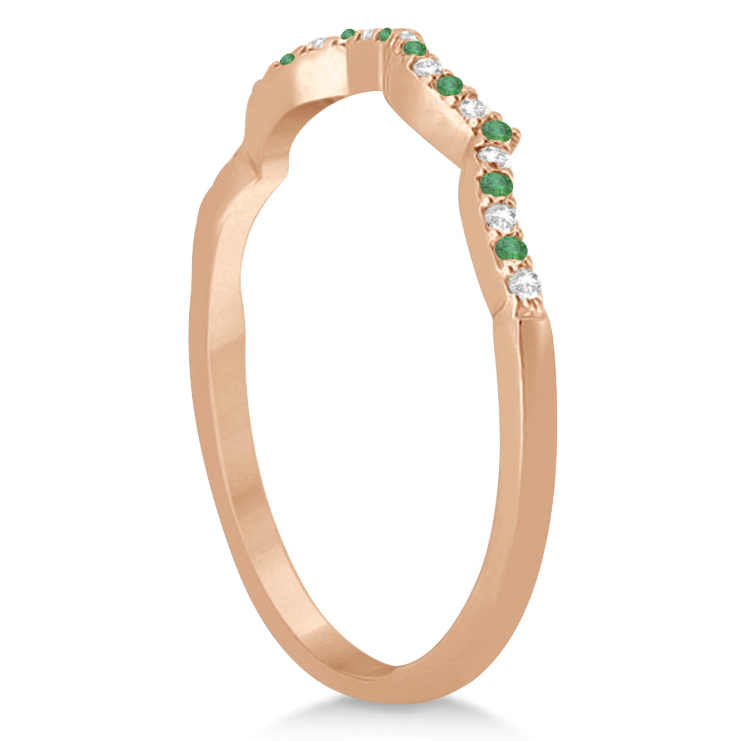Emerald & Diamond Infinity Style Bridal Set 14k Rose Gold 1.25ct