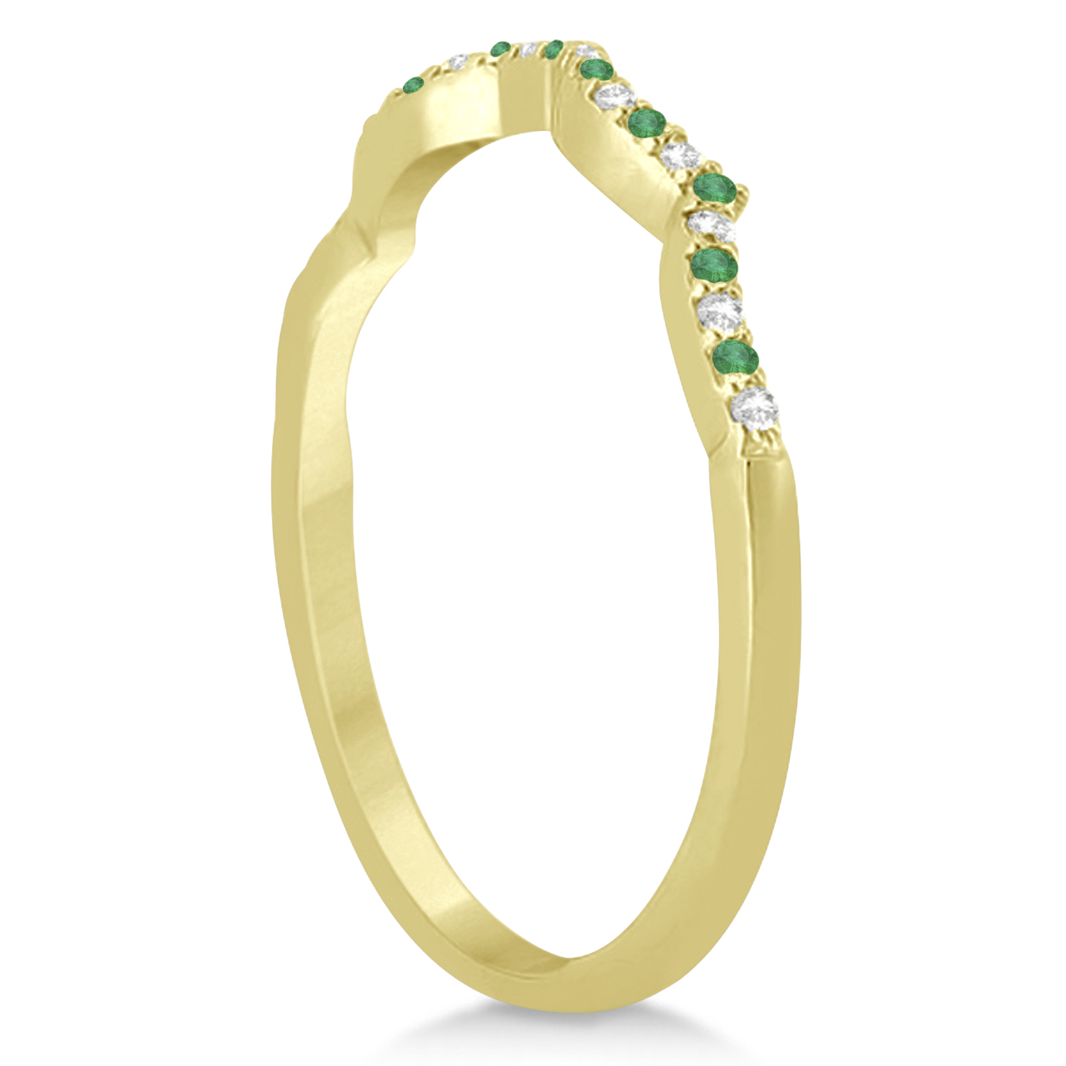Diamond & Emerald Infinity Style Bridal Set 14k Yellow Gold 2.34ct