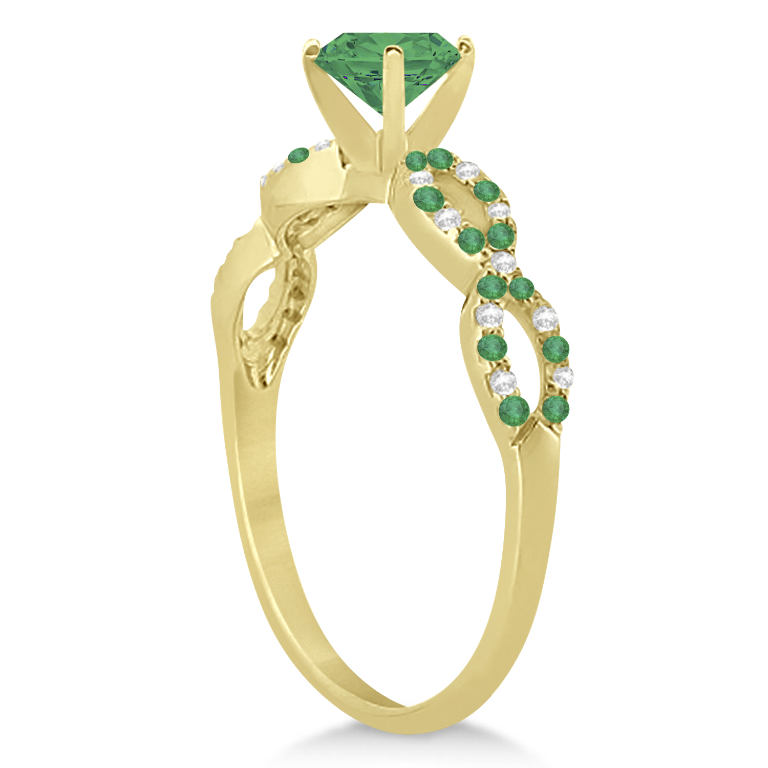 Infinity Style Emerald & Diamond Bridal Set 18k Yellow Gold 0.85ct