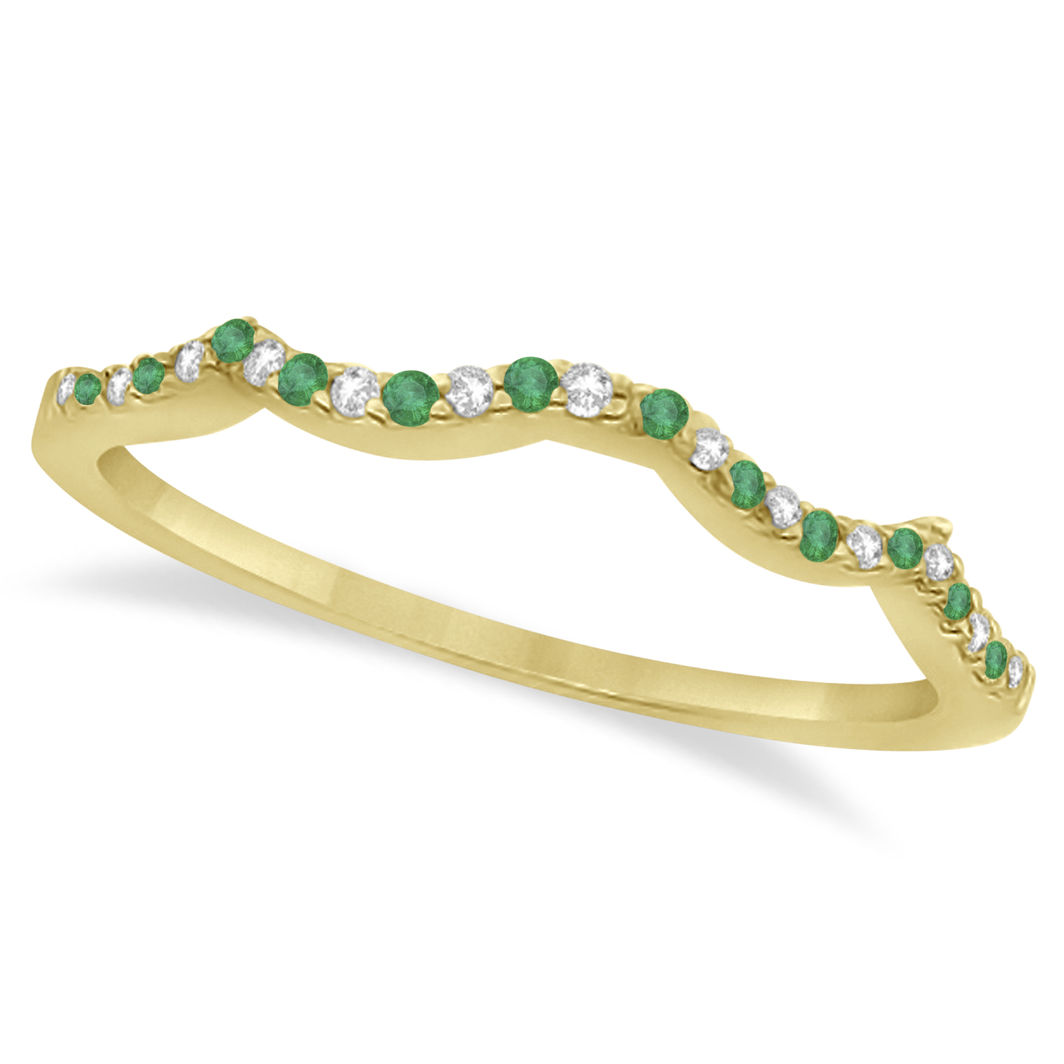 Infinity Style Emerald & Diamond Bridal Set 18k Yellow Gold 0.85ct