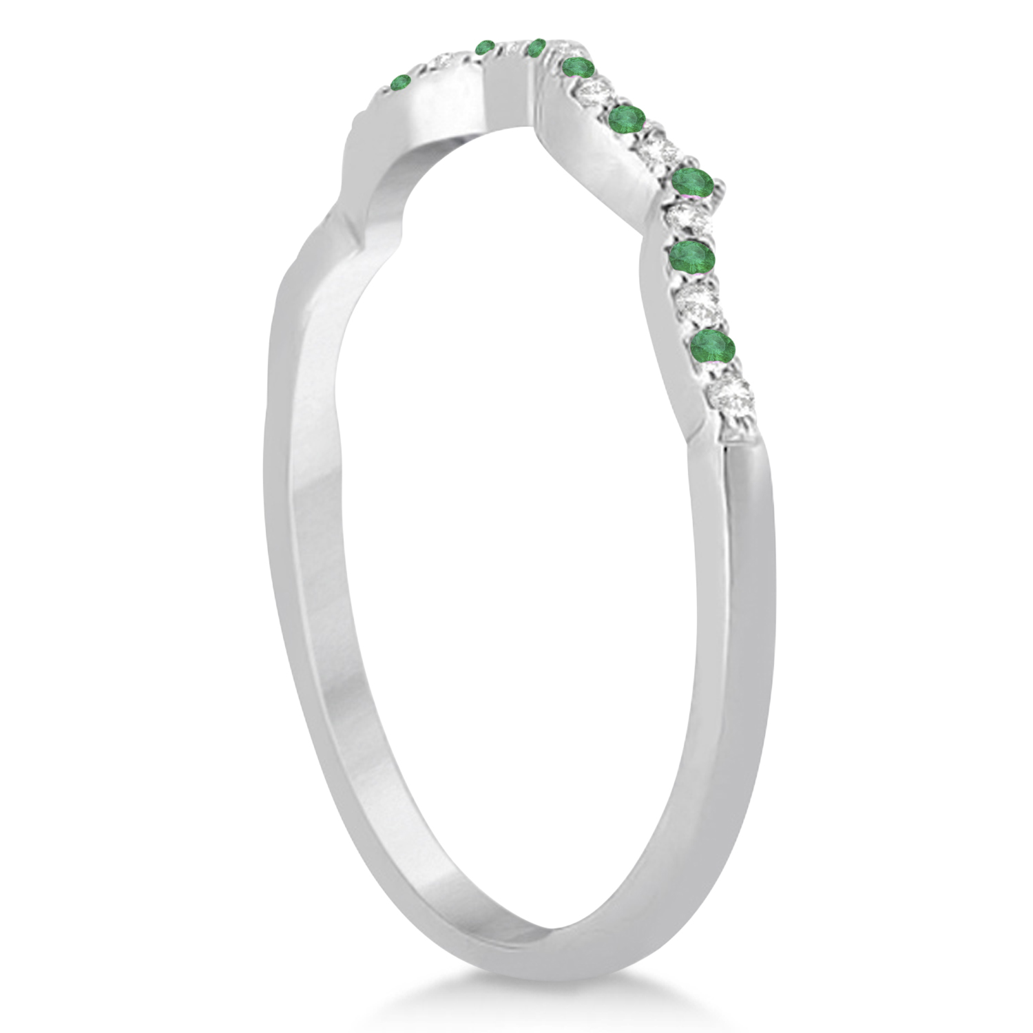 Emerald & Diamond Infinity Style Bridal Set Platinum 1.25ct
