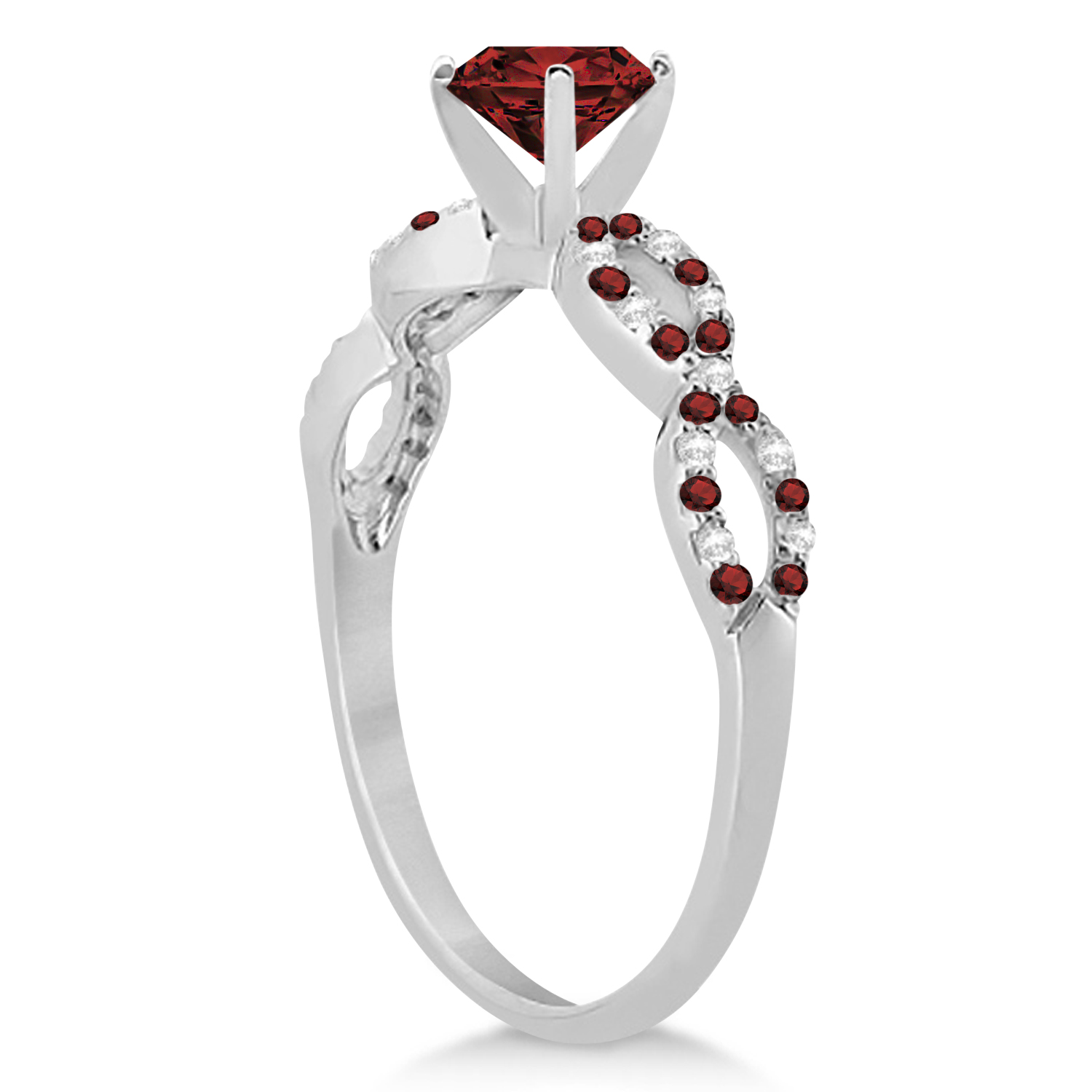 Diamond & Garnet Infinity Engagement Ring 18k White Gold 1.45ct