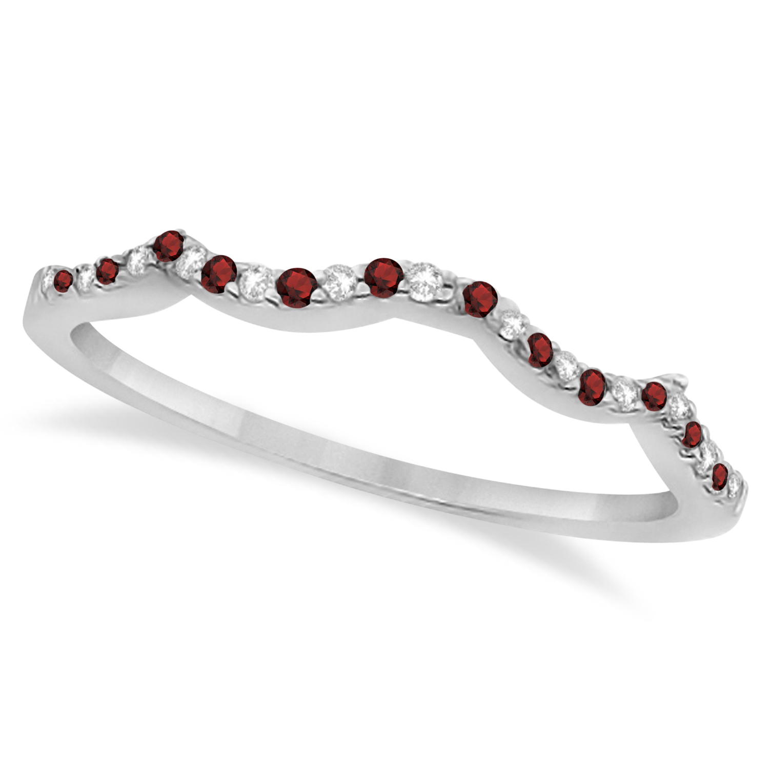Garnet & Diamond Infinity Style Bridal Set 14k White Gold 1.69ct