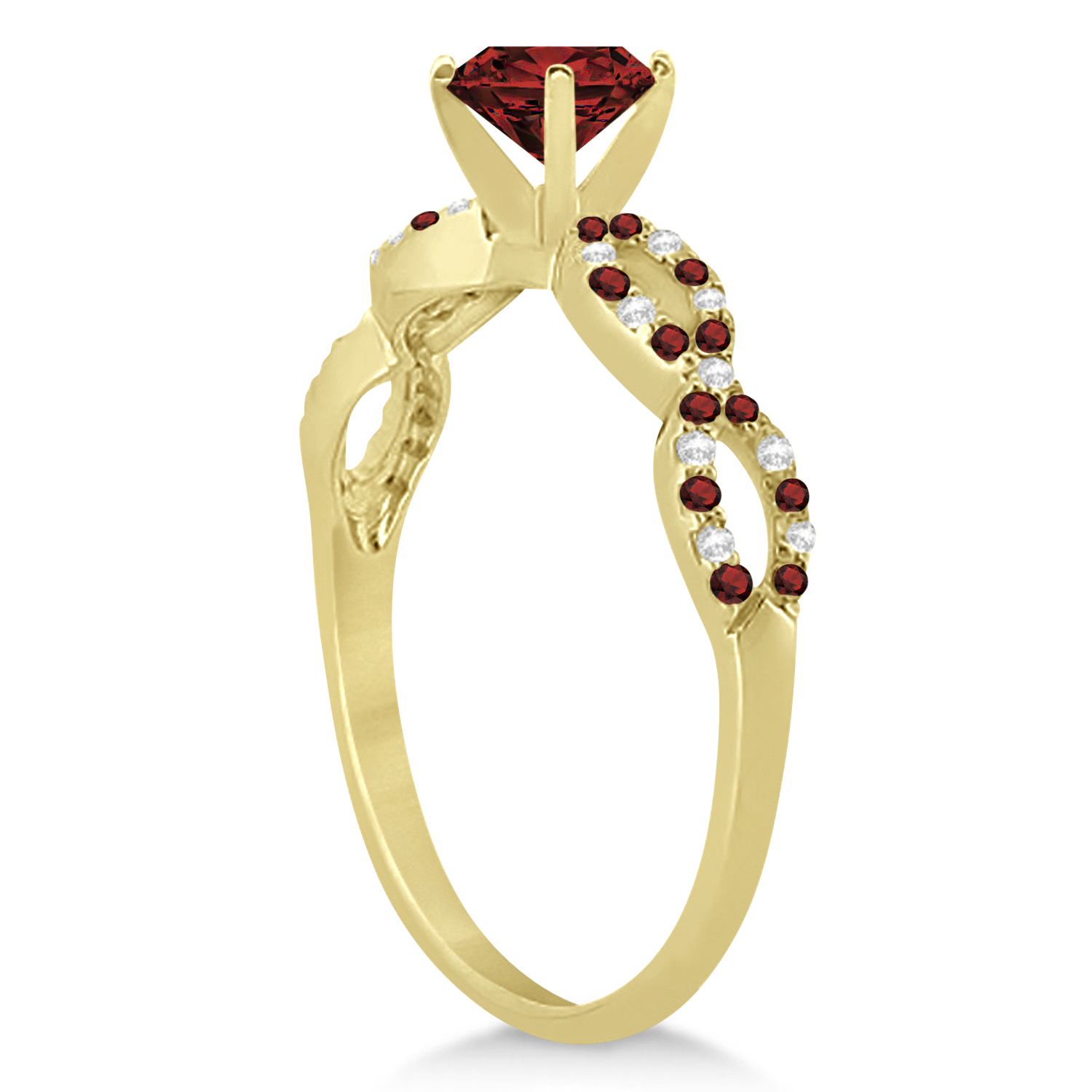 Infinity Style Garnet & Diamond Bridal Set 14k Yellow Gold 1.29ct