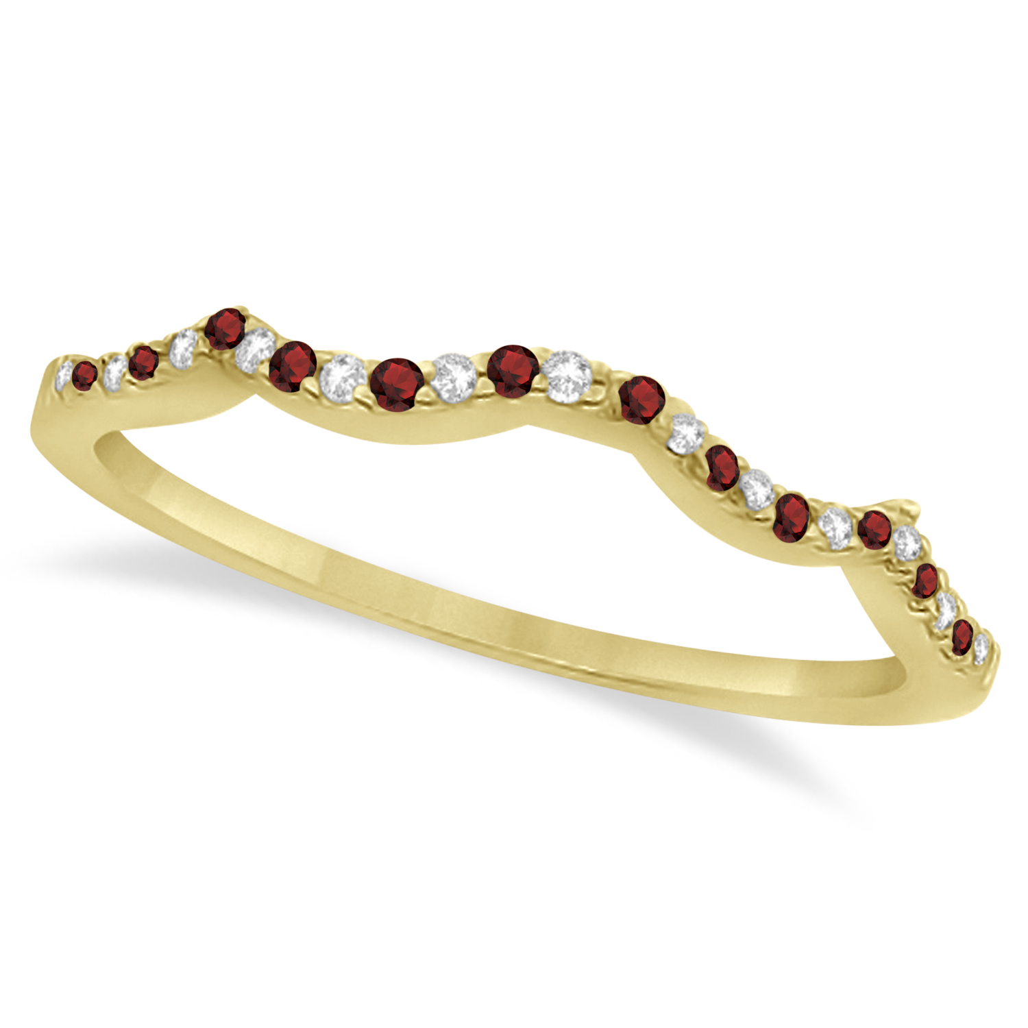 Infinity Style Garnet & Diamond Bridal Set 14k Yellow Gold 1.29ct