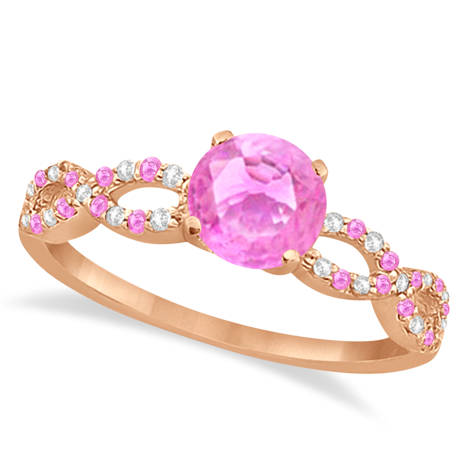 Diamond & Pink Sapphire Infinity Engagement Ring 18k Rose Gold 1.45ct