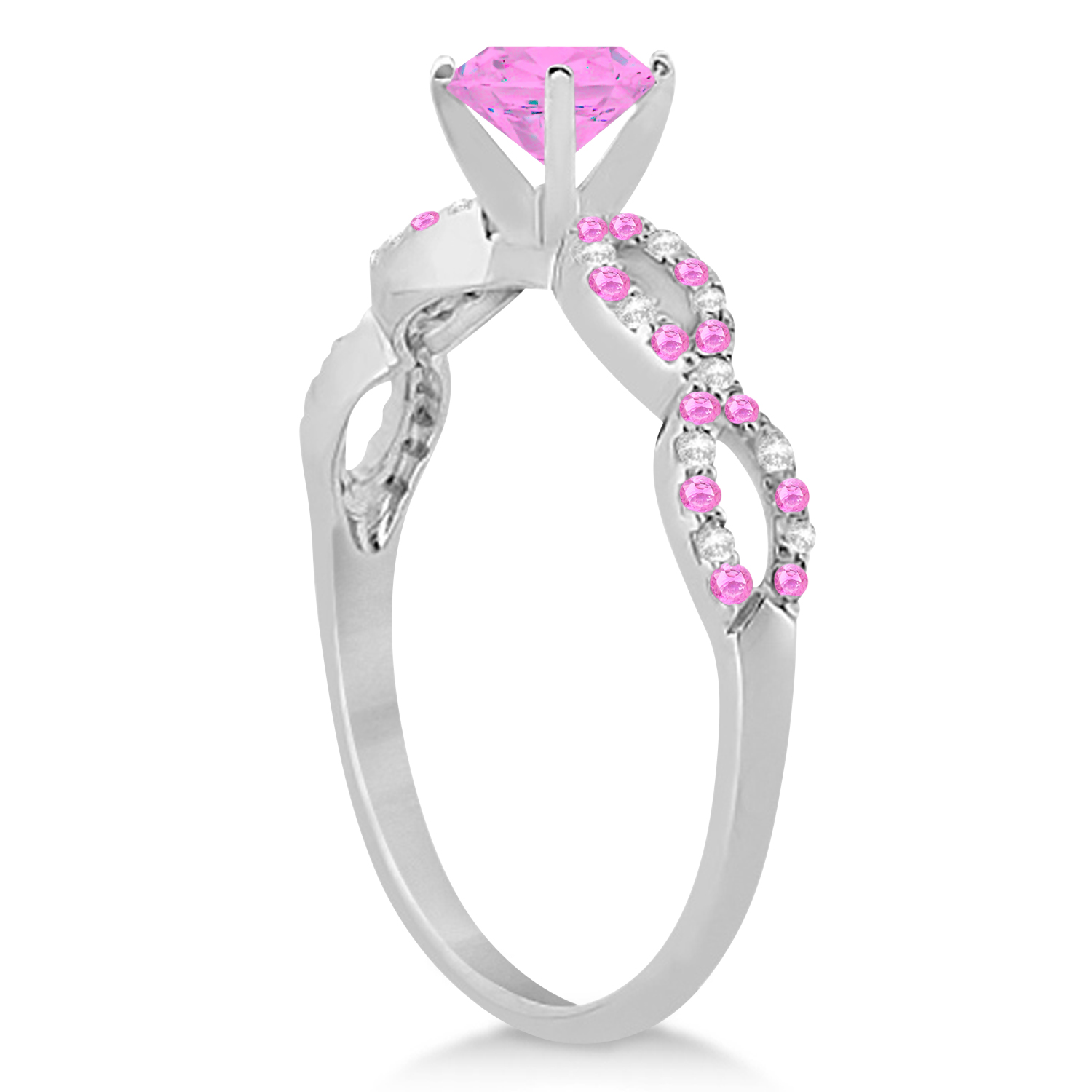 Diamond & Pink Sapphire Infinity Style Bridal Set 14k White Gold 2.24ct