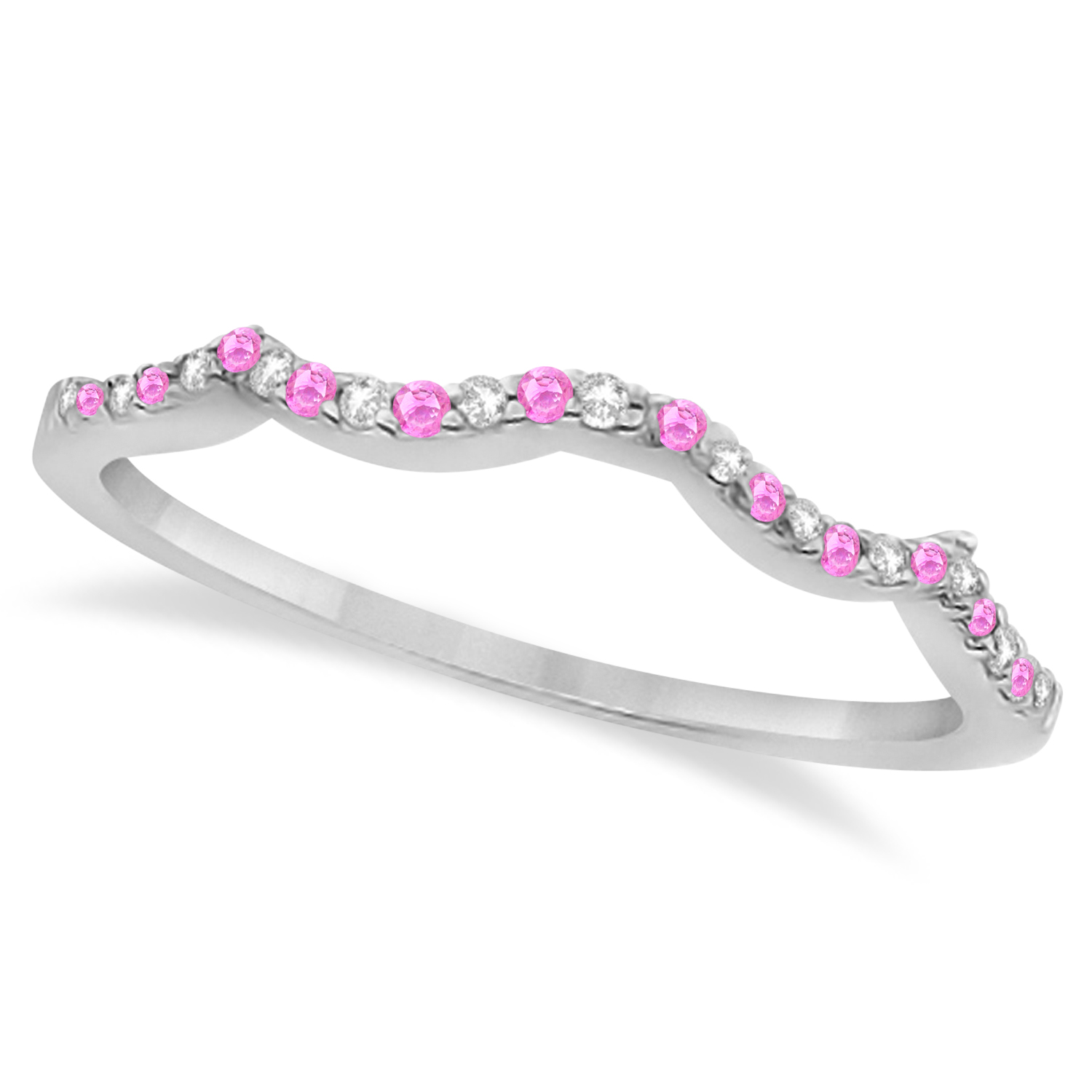 Pink Sapphire & Diamond Infinity Style Bridal Set 18k White Gold 1.69ct