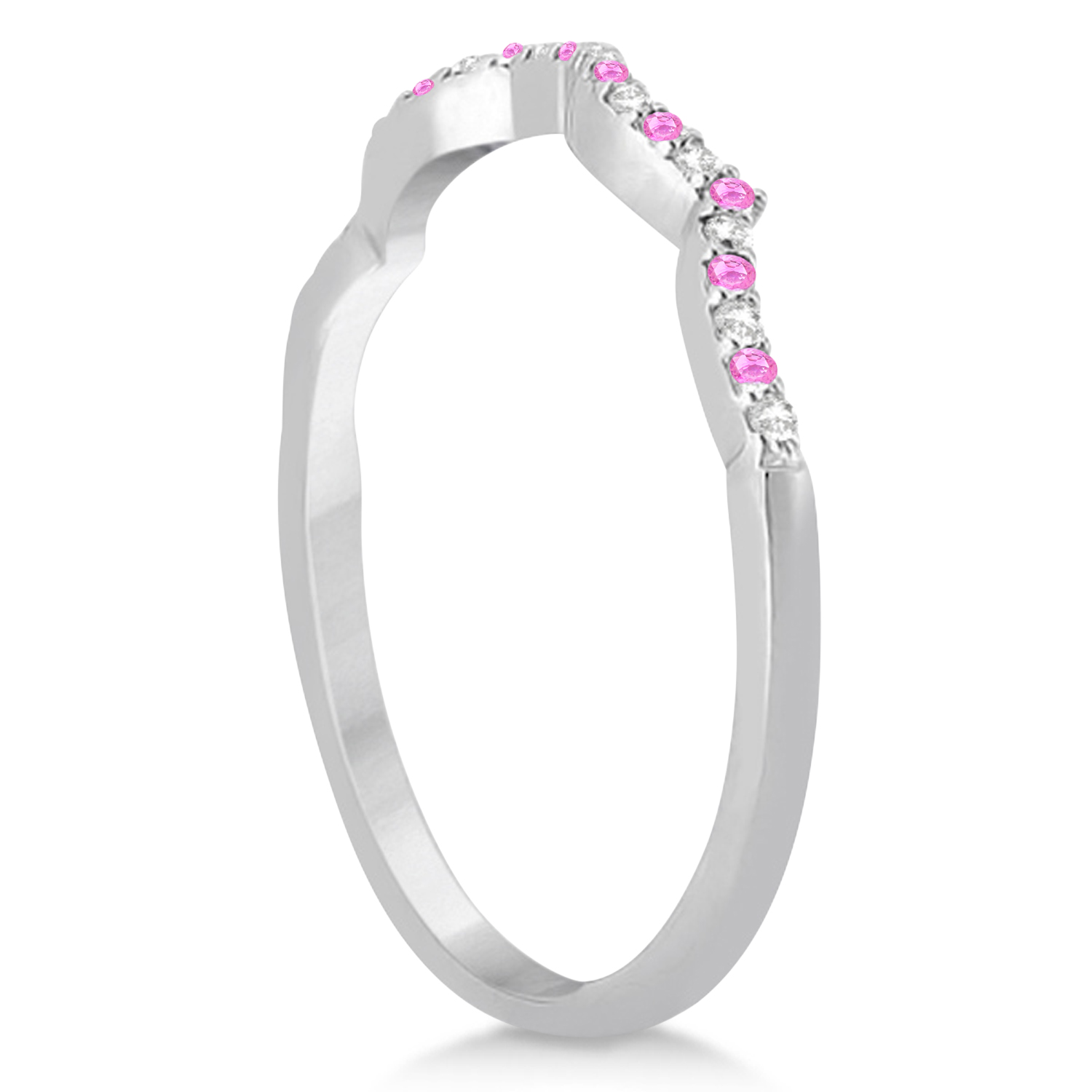 Pink Sapphire & Diamond Infinity Style Bridal Set Palladium 1.69ct