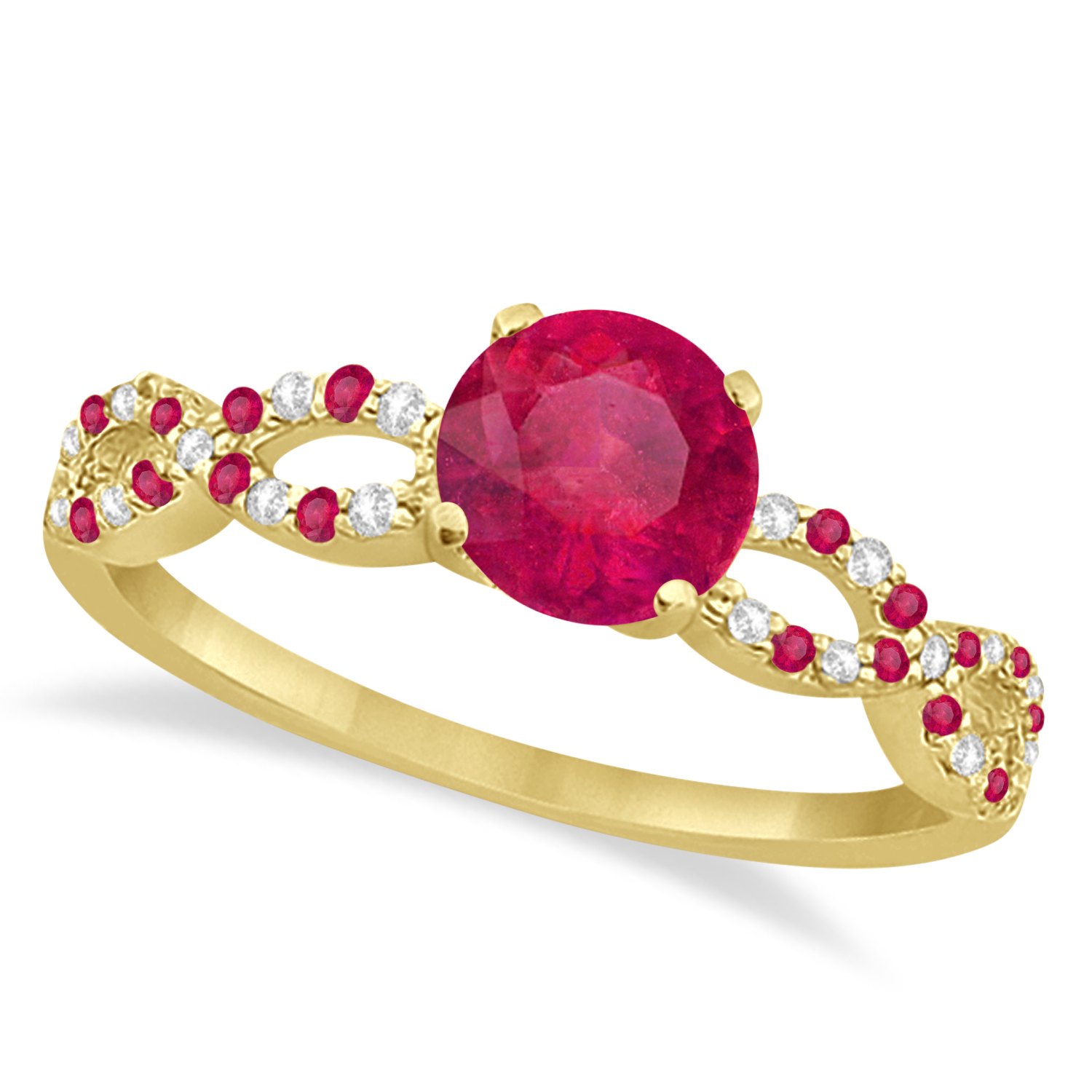 Diamond & Ruby Infinity Engagement Ring 18k Yellow Gold 1.45ct