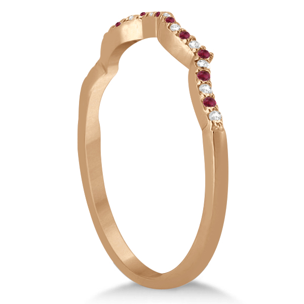 Ruby & Diamond Princess Infinity Heart Bridal Set 14k Rose Gold 1.75ct