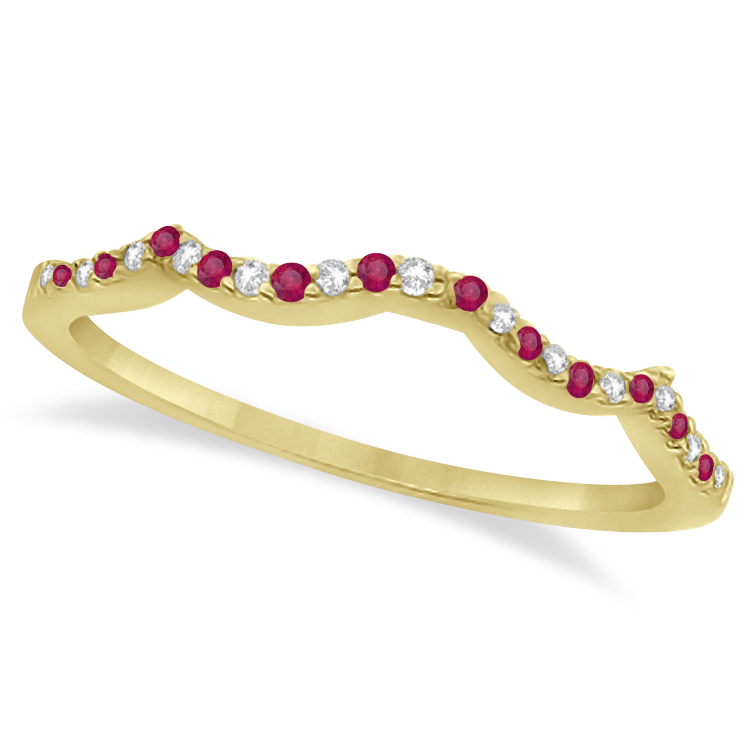 Infinity Style Preset Ruby & Diamond Bridal Set 14k Yellow Gold 1.29ct