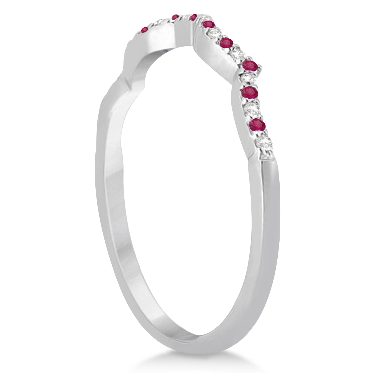 Diamond & Ruby Contour Wedding Band 14K White Gold 0.24ct