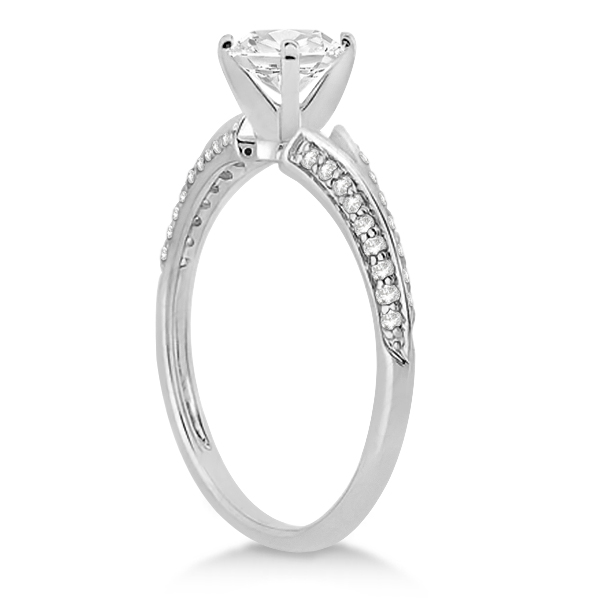 Knife Edge Diamond Engagement Ring 14k White Gold Setting 0.18ct U2851