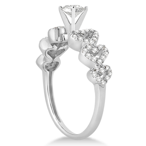 Heart Shape Diamond Engagement & Wedding Ring 18k White Gold (0.50ct)